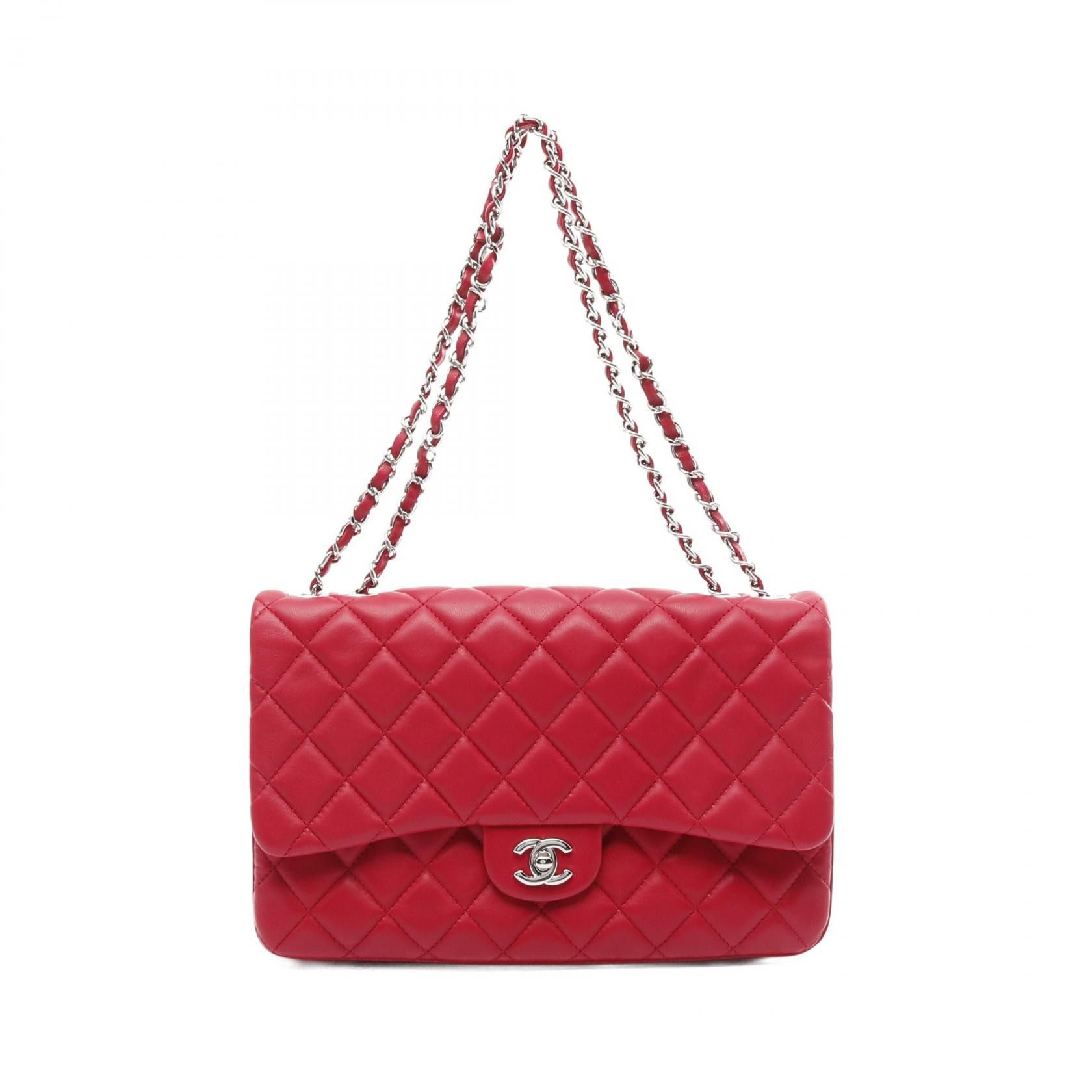 Chanel Chanel Matelasse Lambskin Shoulder Bag Leather Shoulder Bag in Red, Women's