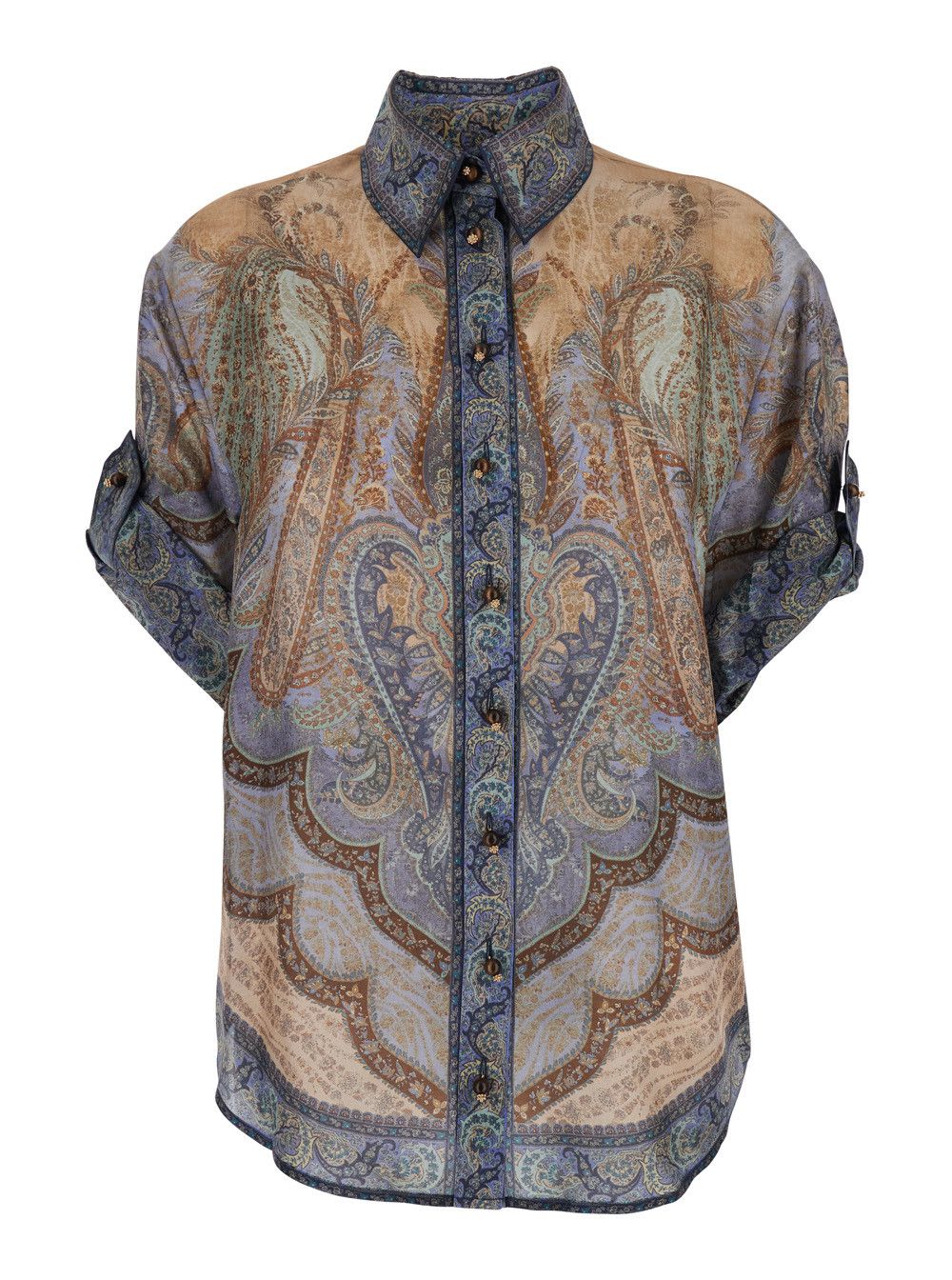 Zimmermann Shirt 'Wanderlust' Multicolor with Classic Silk Collar for Women Size S / US 4 / IT 40 - 1 Thumbnail