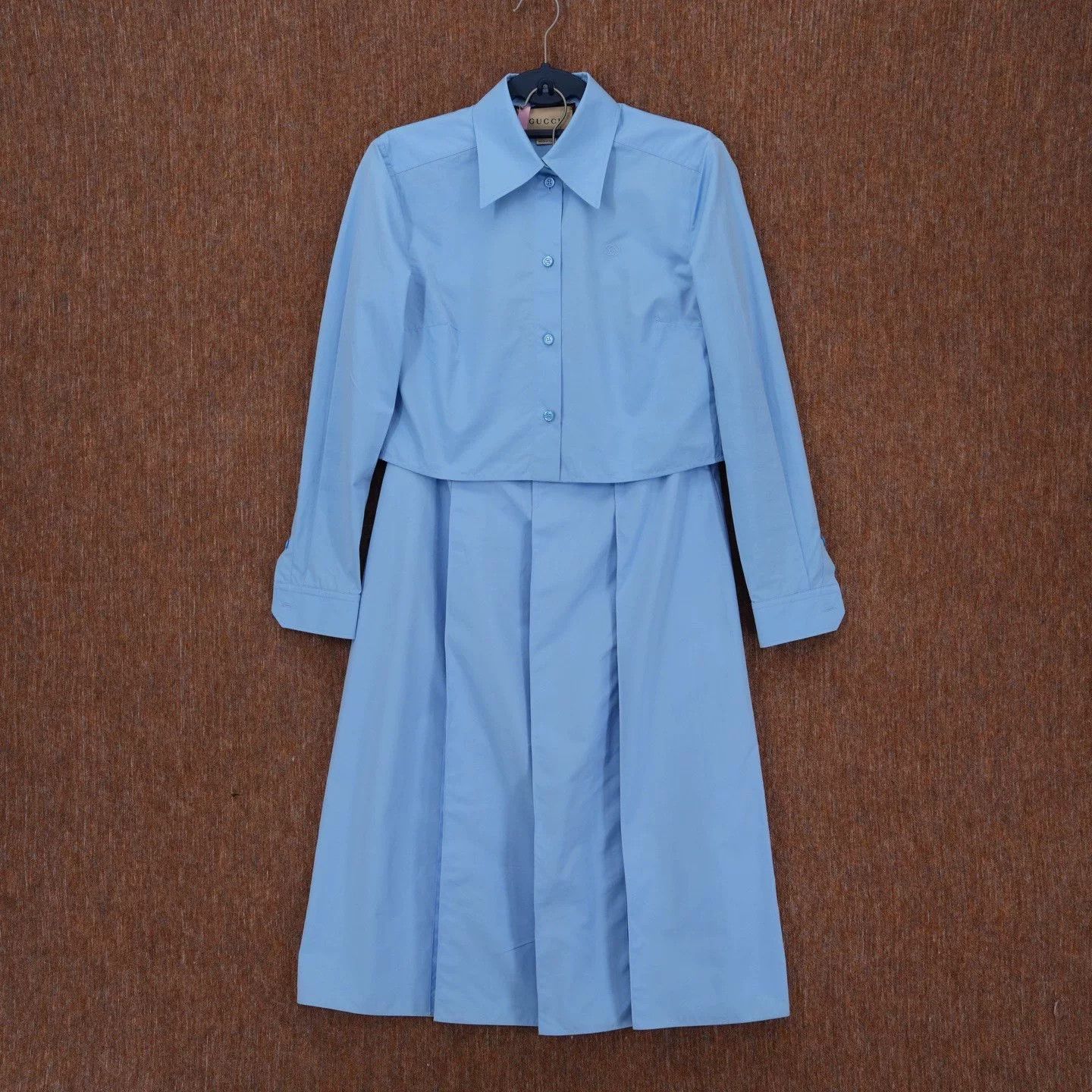 Gucci Gucci Embroidered Blue Shirt Skirt Set Size 38" / US 16 / IT 52 - 1 Thumbnail