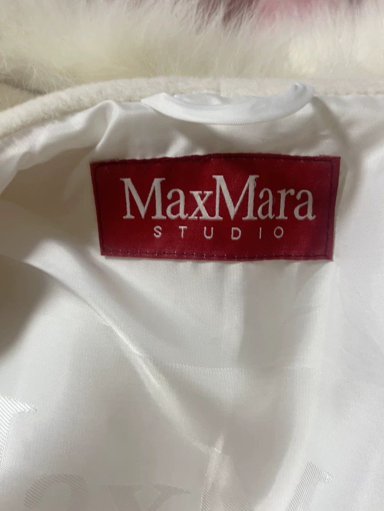 Max Mara Max Mara Studio white coat with fur collar Size S / US 4 / IT 40 - 5 Thumbnail