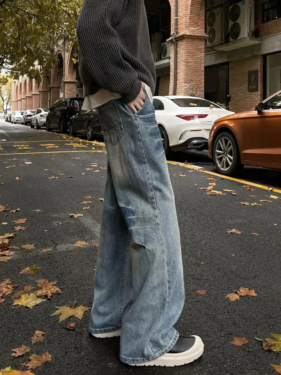 Japanese Brand Retro loose straight leg hip-hop jeans Size US 32 / EU 48 - 5 Thumbnail