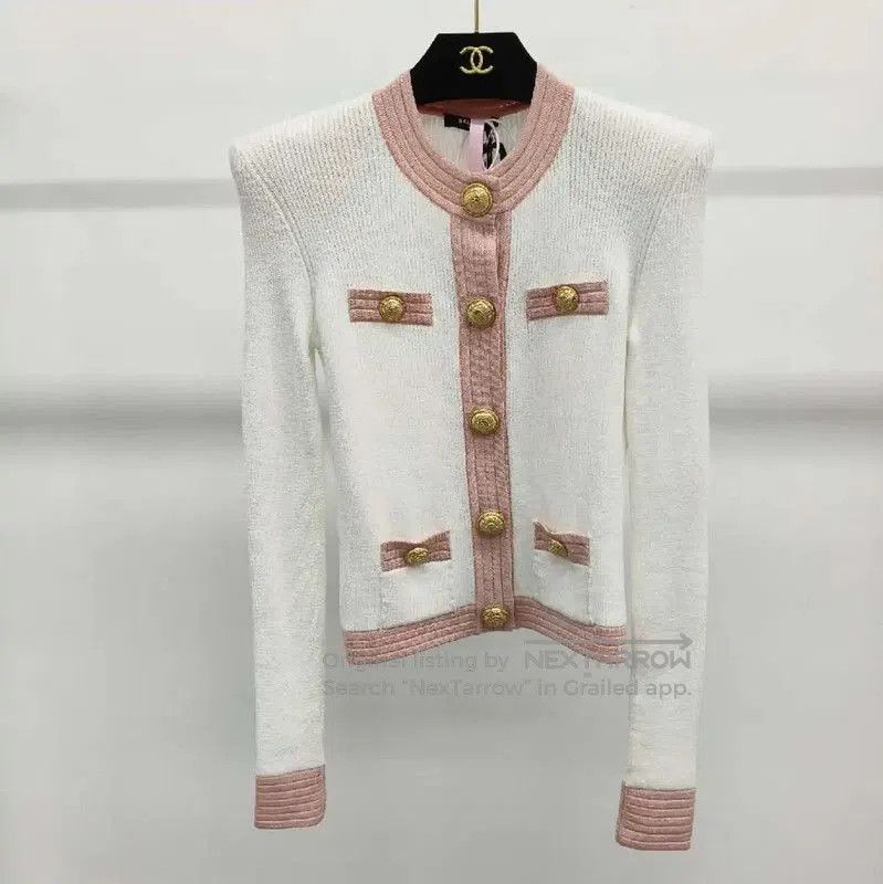 Balmain Balmain White Women's Cardigan with Gold Buttons . Size S / US 4 / IT 40 - 1 Thumbnail