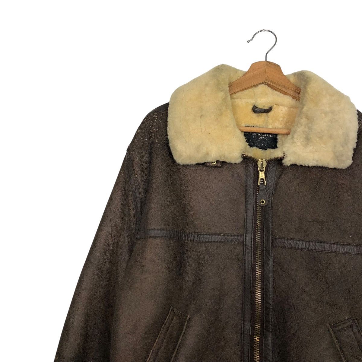 Vintage 🔥VINTAGE MILITARY B 3 LEATHER JACKET SHEARLING BLANKET Size US L / EU 52-54 / 3 - 9 Thumbnail