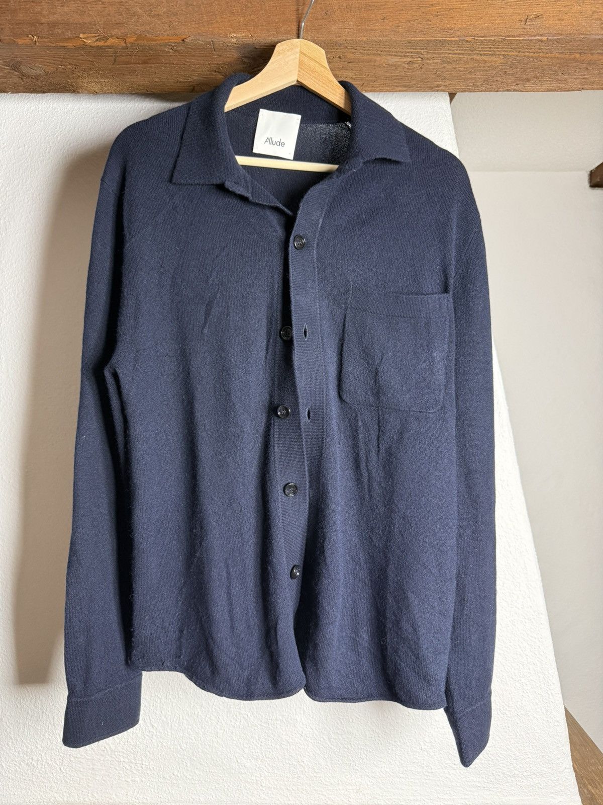Other Allude Cotton Cashmere Blend Navy Knit Cardigan Shirt Size M Size US M / EU 48-50 / 2 - 1 Thumbnail