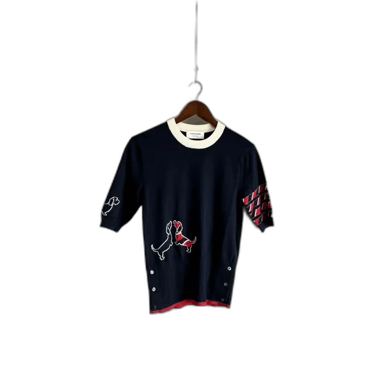 Thom Browne Thom Browne Dog Pattern Short Sleeve Knit Top Size XS / US 0-2 / IT 36-38 - 1 Thumbnail