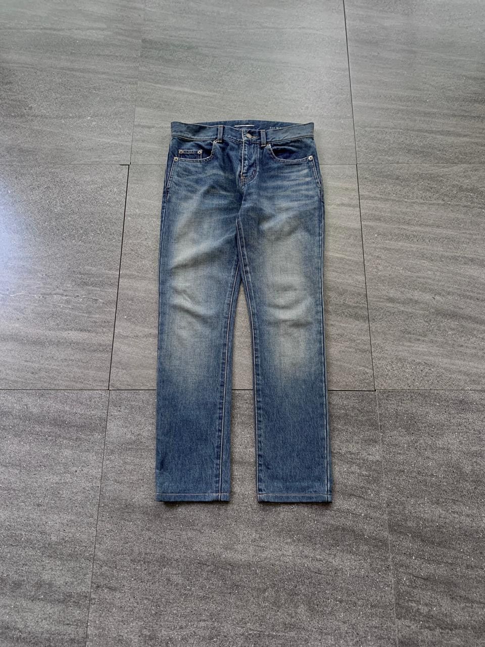 FREE TAX! D02 Blue Washed Skinny Denim Jeans by Hedi Slimane