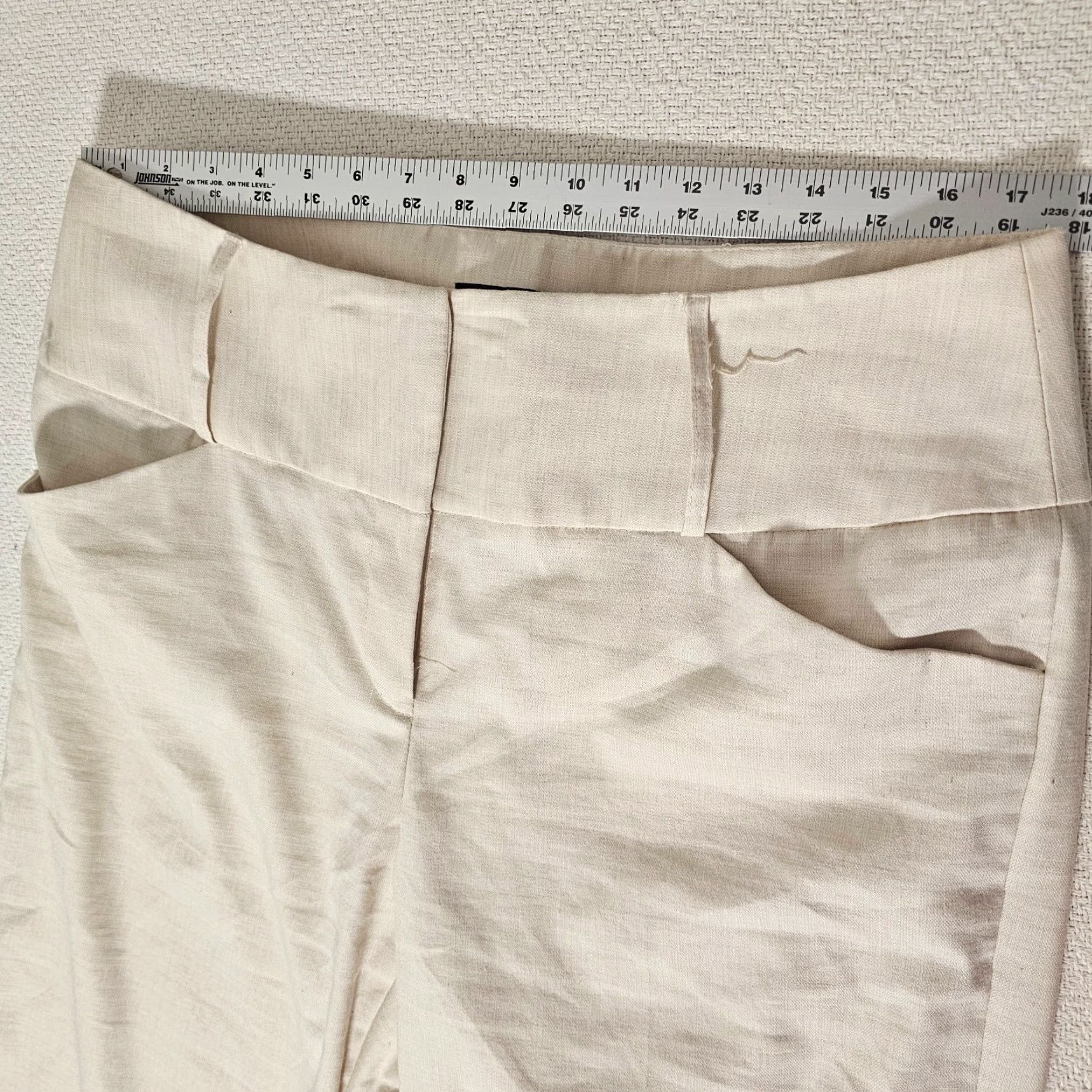 Vintage Antonio Melani Women’s Pants Linen Blend Beige 14 Regular High Rise Twill Flat Front Pockets Dress Workwear Casual Formal Trousers Size 36" / US 14 / IT 50 - 5 Thumbnail