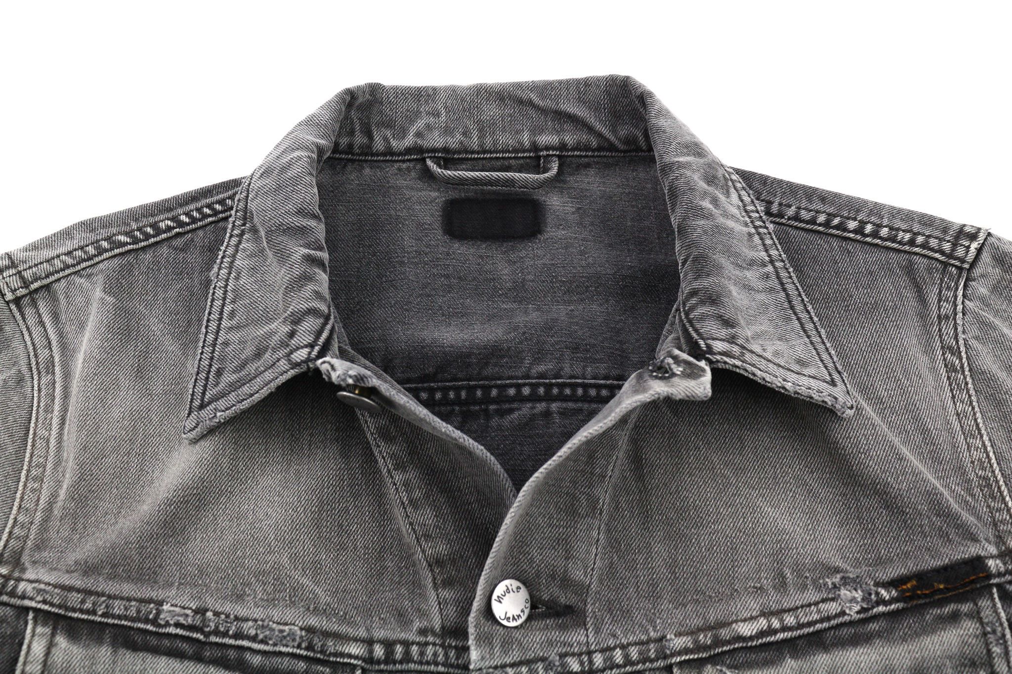 Nudie Jeans M Grey Denim Washed Pockets Logo Jacket 81053 Size US M / EU 48-50 / 2 - 4 Thumbnail