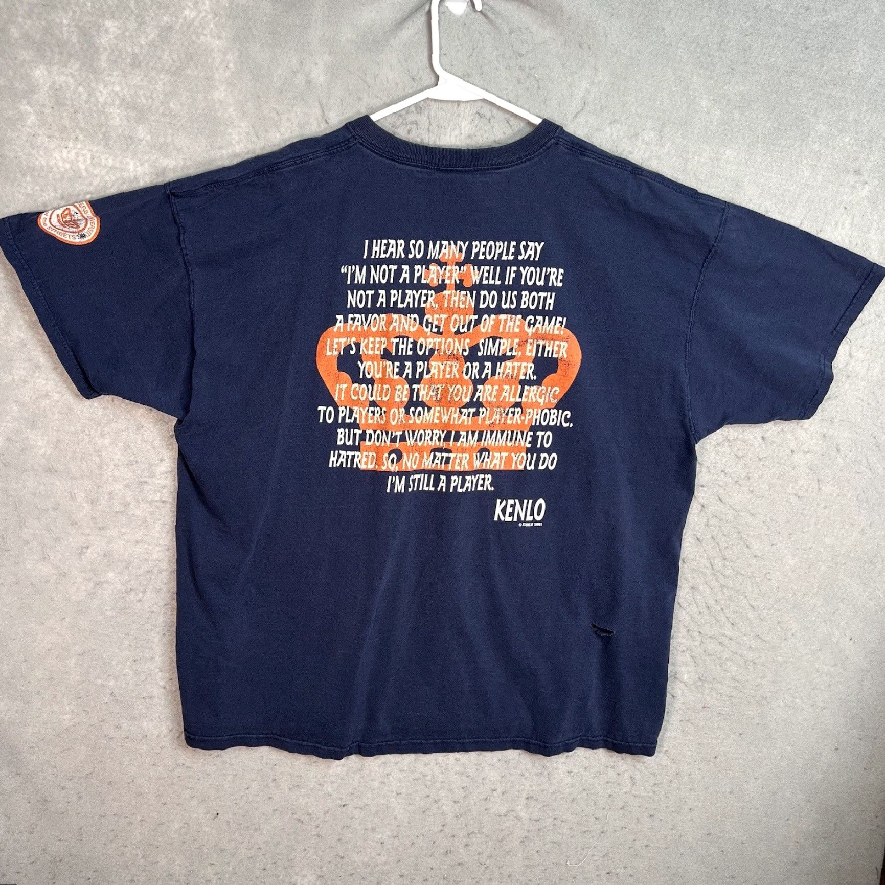 Vintage VINTAGE Players University Kenlo 90s Blue Graphic Tee T Shirt Adult 3XL Men USA Made Shirt Mens Size US XXL / EU 58 / 5 - 2 Thumbnail