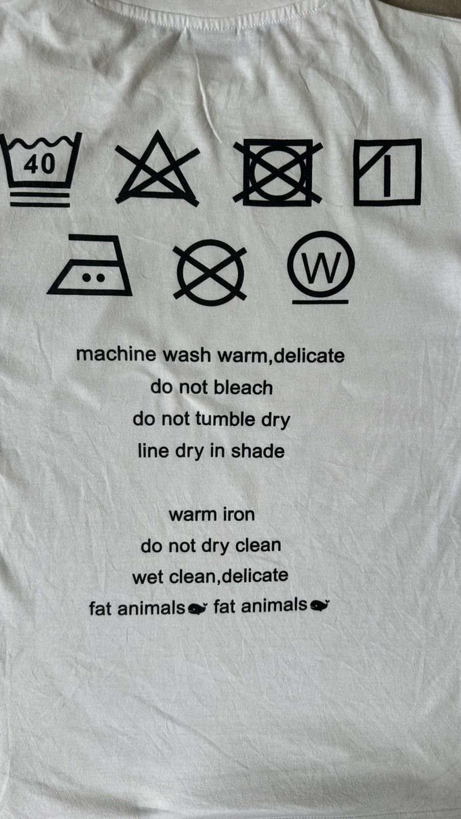 Japanese Brand VINTAGS FAT ANIMALS WASH INSTRUCTION PRINT TEE Size US M / EU 48-50 / 2 - 9 Thumbnail