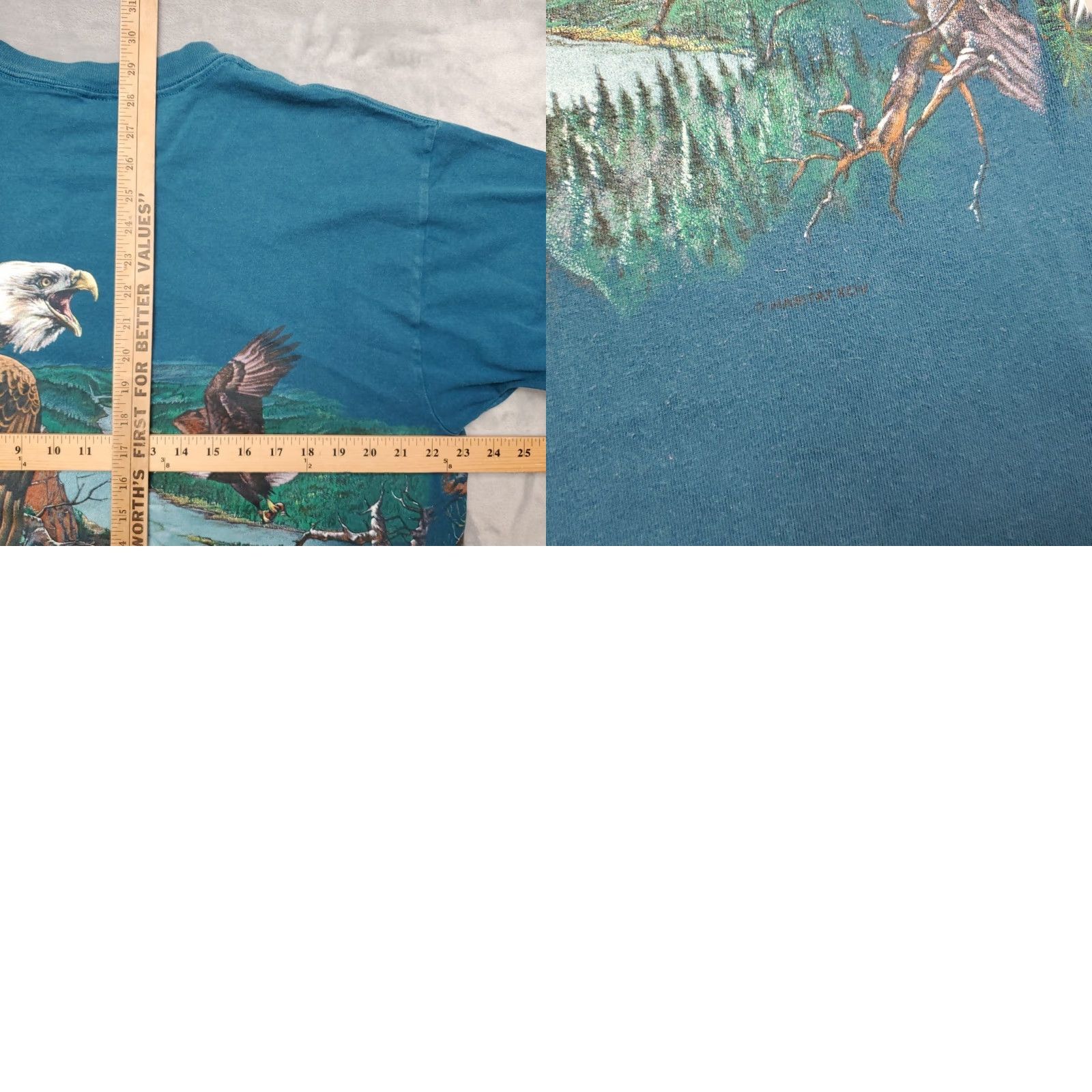 Vintage VTG Glacier Park Shirt Mens XL Teal Bald Eagle Single Stitch 90s Made in USA AOP Size US XL / EU 56 / 4 - 8 Thumbnail