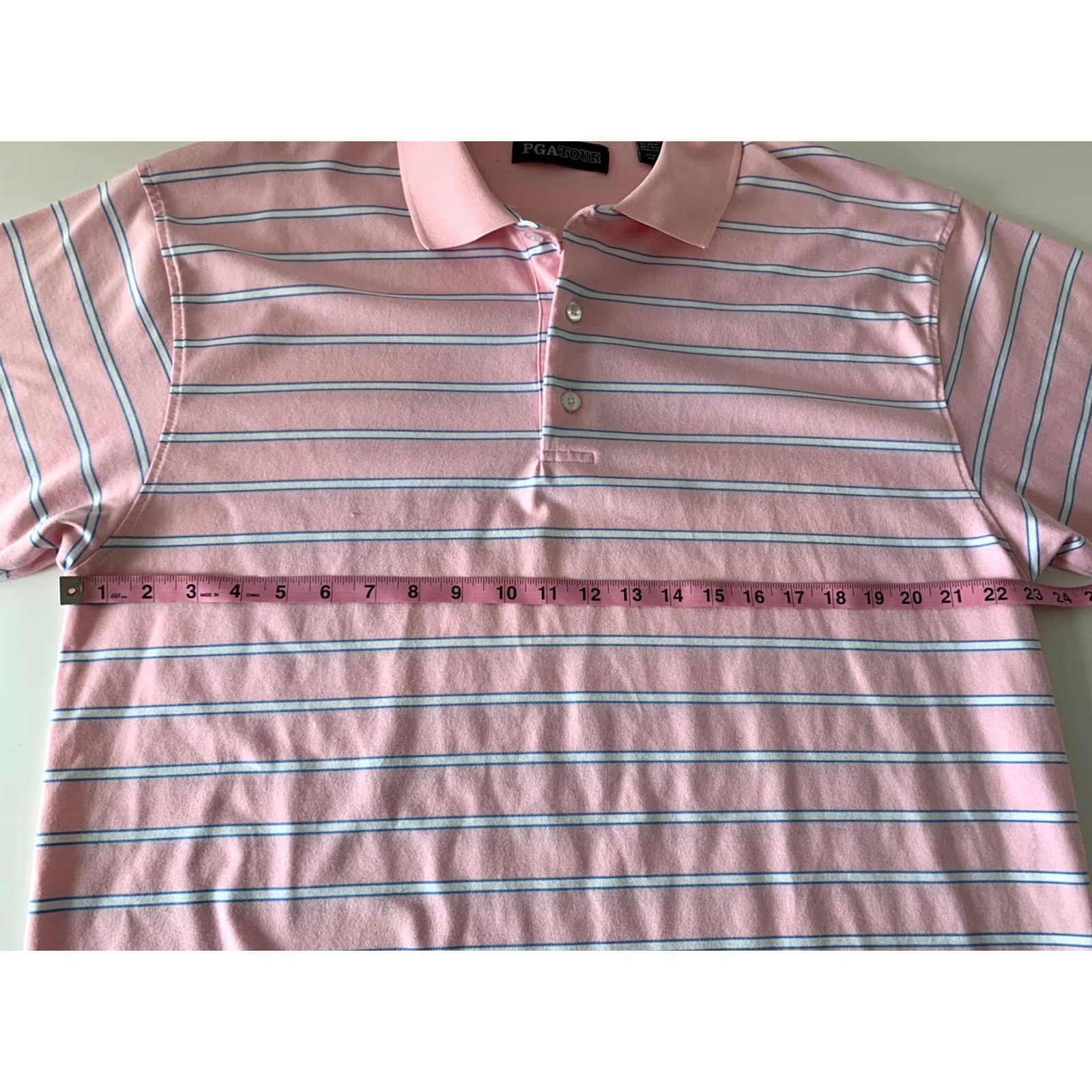 PGA Tour PGA TOUR Striped Short Sleeve Polo Shirt Men's XL Pink Blue Shirt Polo XL Men Pink Blue Striped Size US XL / EU 56 / 4 - 3 Thumbnail