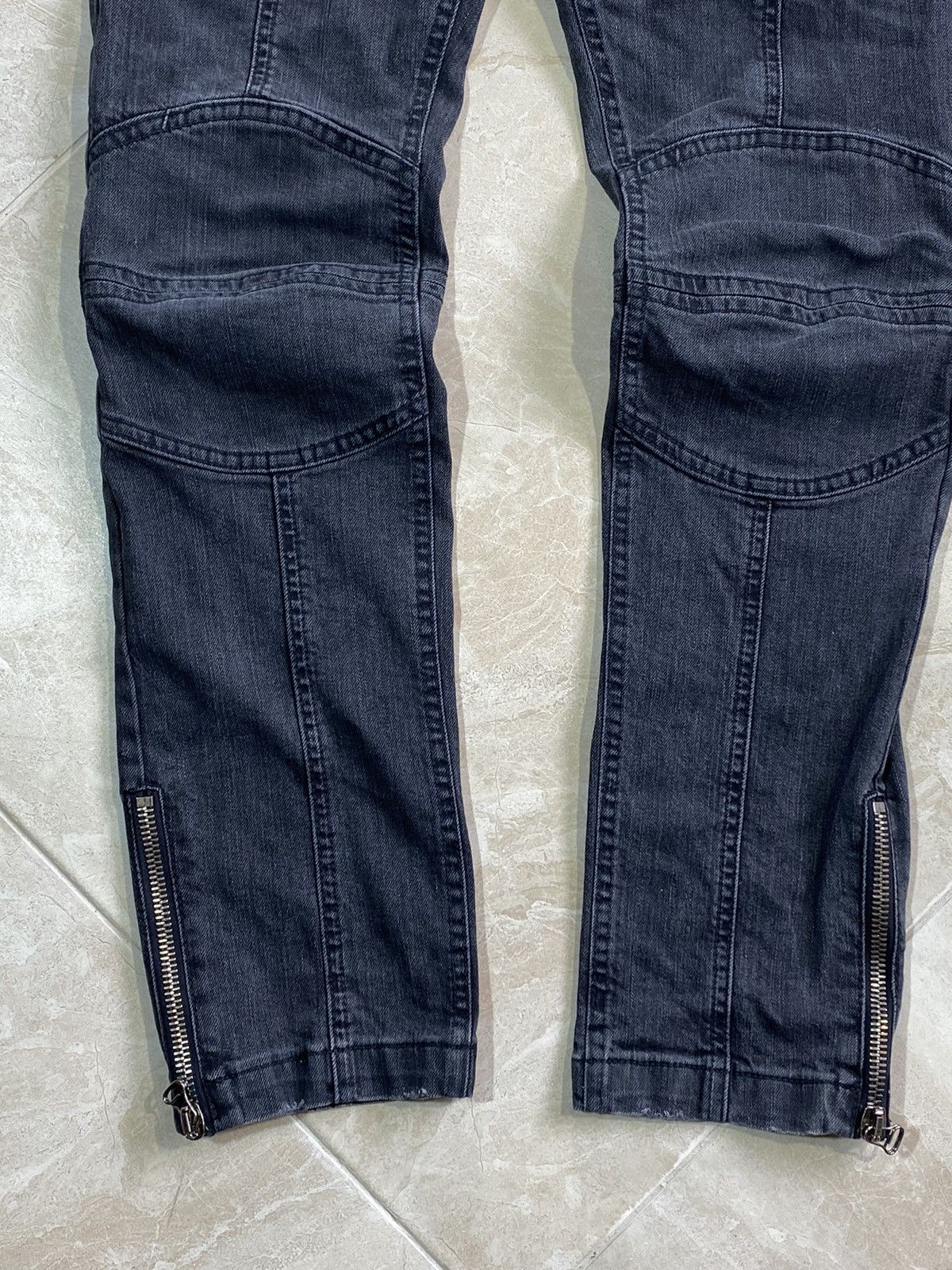 Balmain Balmain Washed Grey Denim Skinny Biker Jeans Size 36" / US 14 / IT 50 - 7 Thumbnail