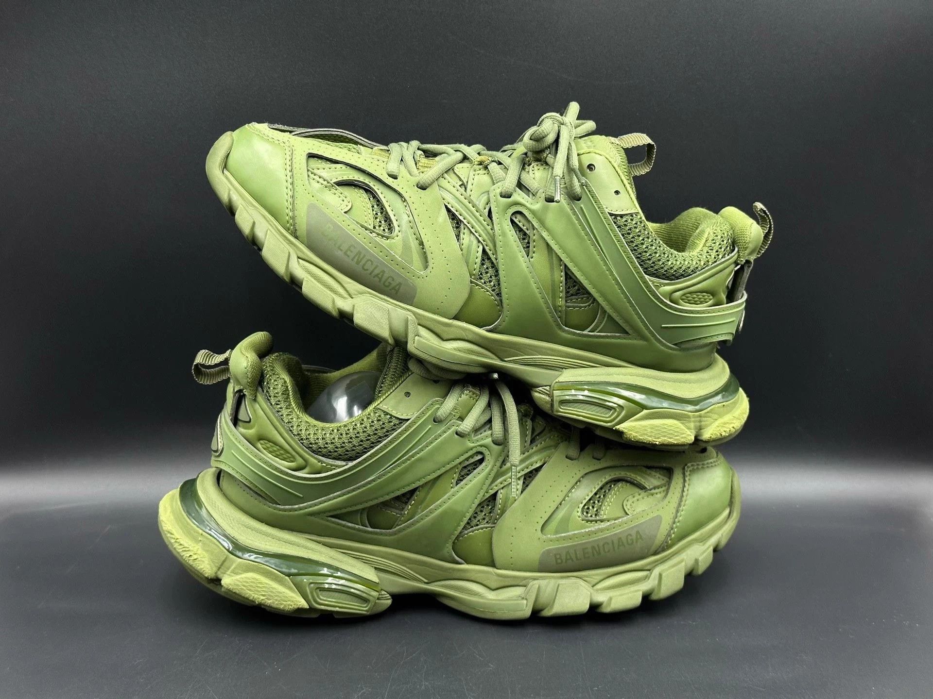 Balenciaga Balenciaga Men's Green Track 1.0 Round Toe Low-Top Dad Shoes Size US 8 / EU 41 - 3 Thumbnail