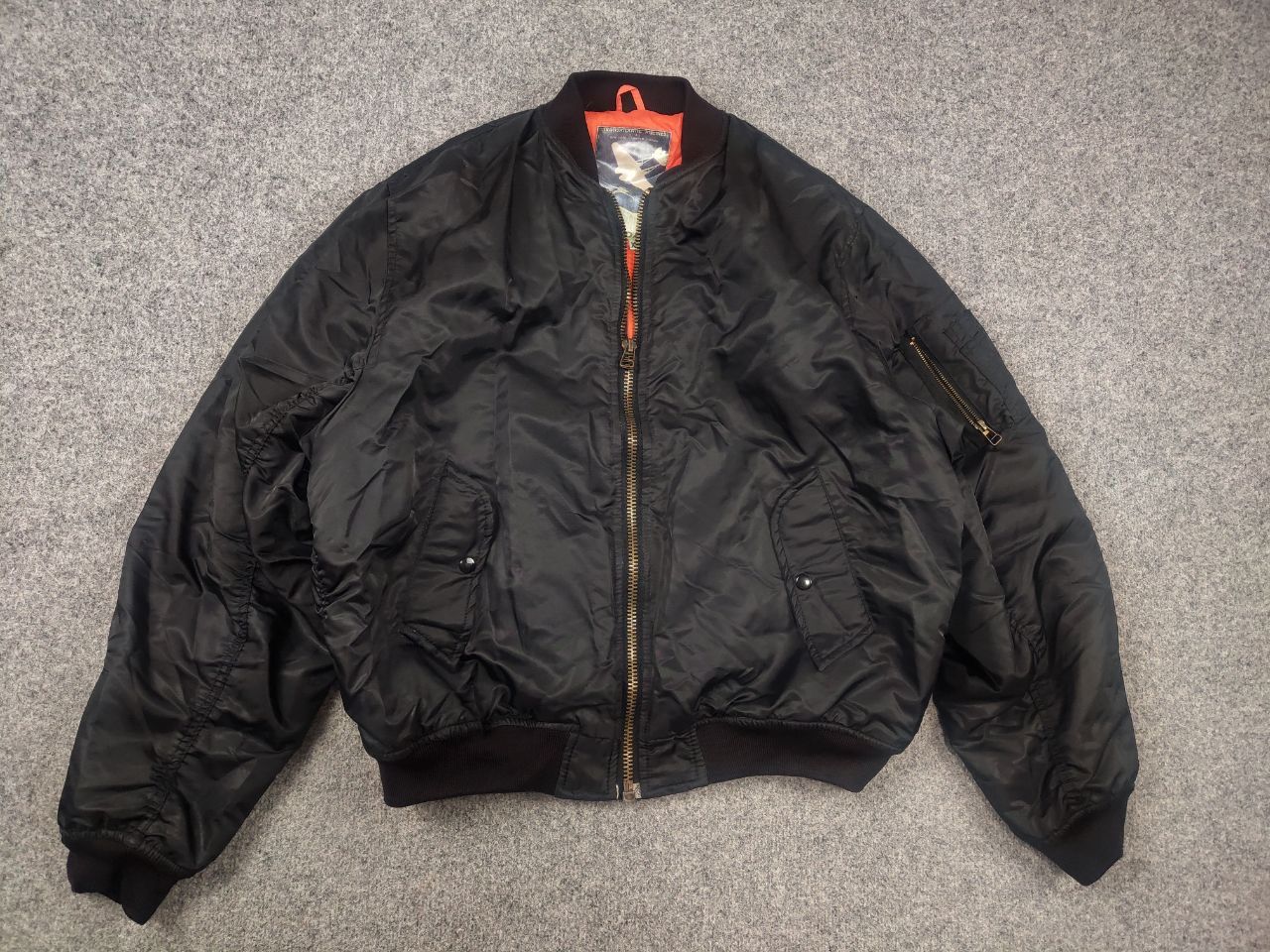 Vintage Vintage 90's MA 1 Intermediate Full Zip Black Bomber Jacket Size US XL / EU 56 / 4 - 2 Thumbnail
