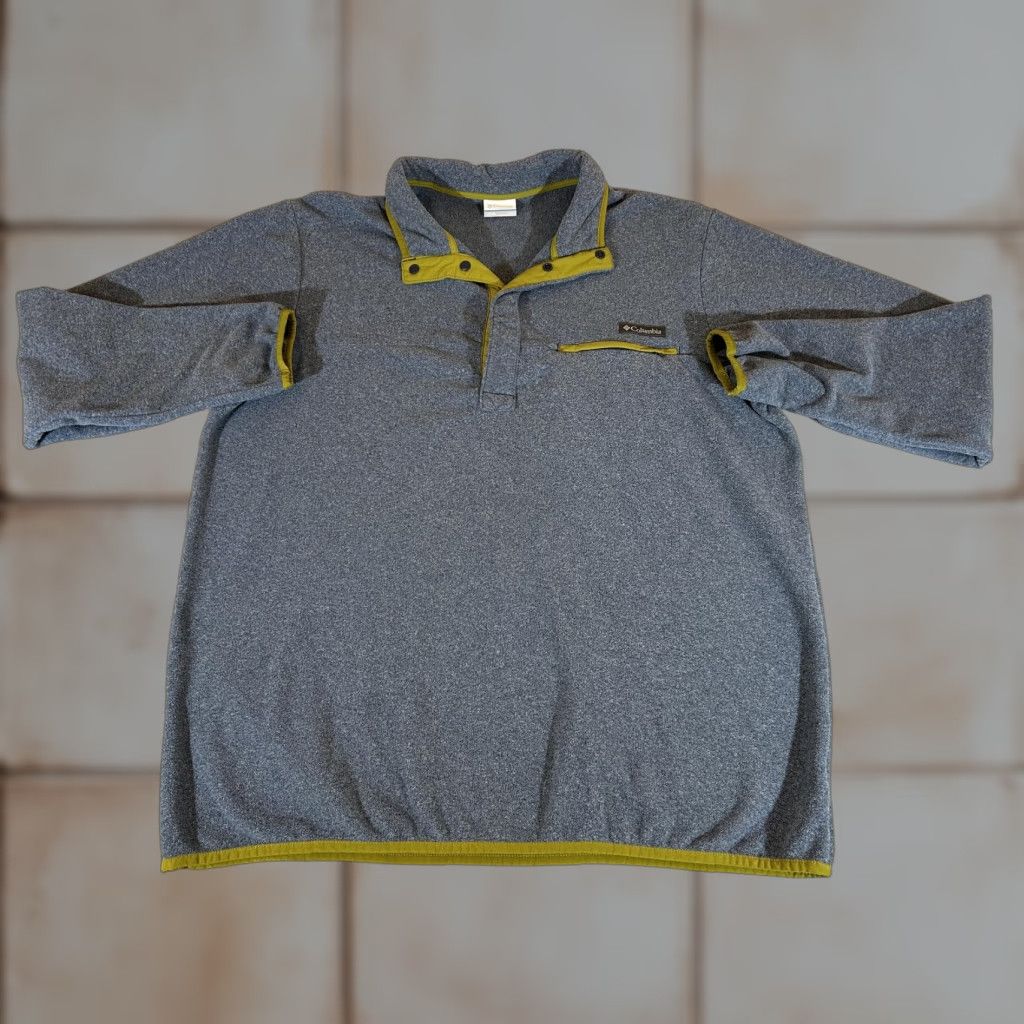 Vintage Columbia Sweater Men XL fleece Pullover Jacket Hiking Mountain Side Gray Mock Neck 1/4 Snap Pockets Logo Zipper Size US XL / EU 56 / 4 - 1 Thumbnail