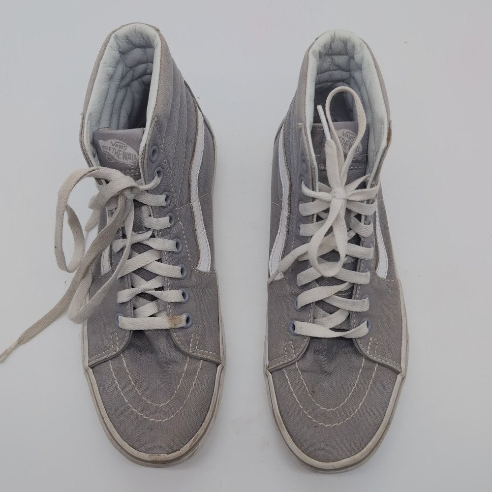 Vans Vans SK8 Unisex M 7.5 W 9 Gray and White Canvas High-Top Sn Size US 7.5 / EU 40-41 - 7 Thumbnail