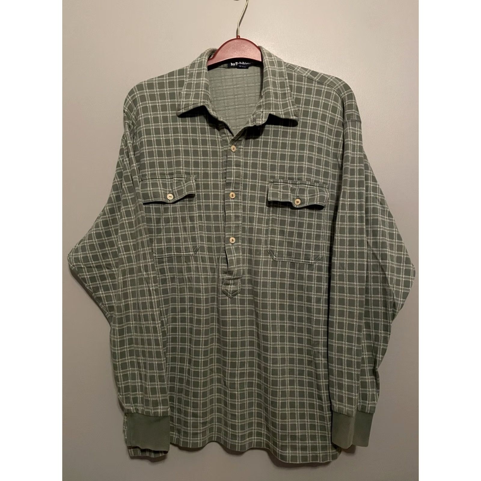 Ralph Lauren VINTAGE Ralph Lauren Polo Shirt Plaid 1/4 Button Pocket Long Sleeve XL Green Men’s Pullover Size US XL / EU 56 / 4 - 2 Thumbnail