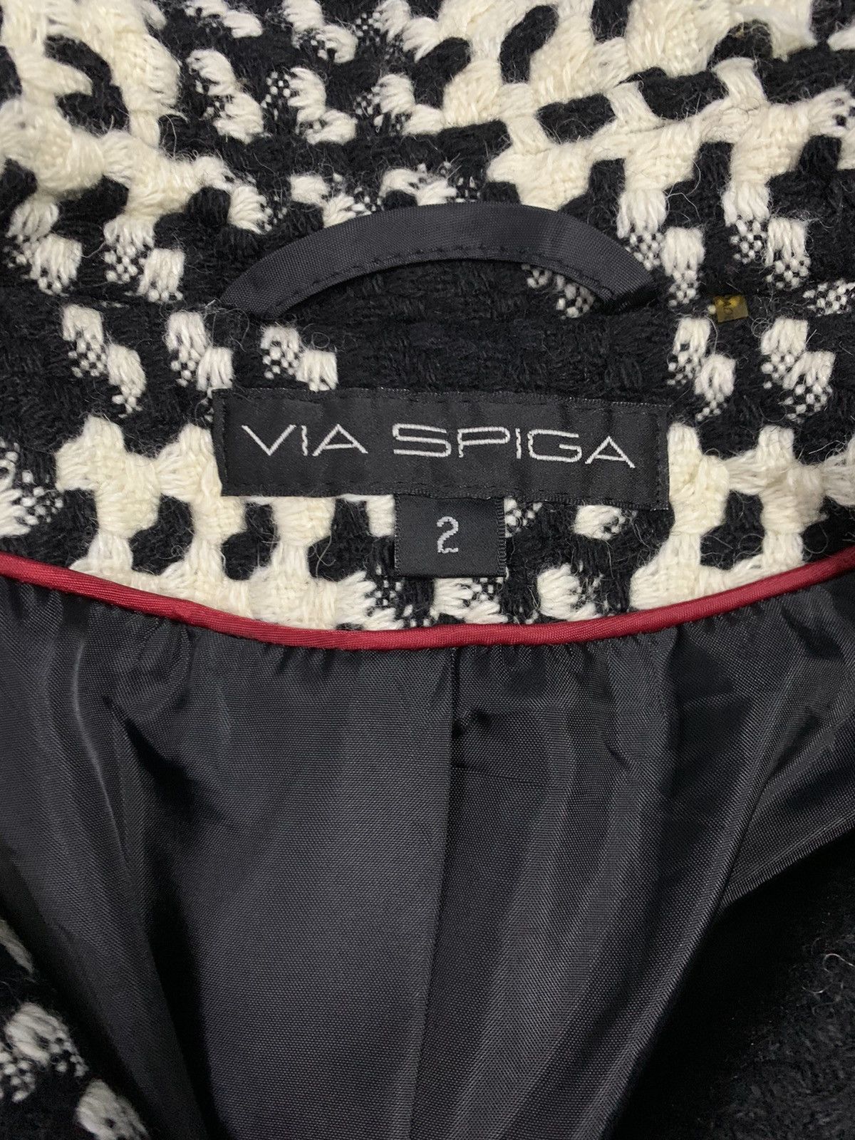 Other Vintage Via Spiga Wool Blend Woven Plaid Overcoat Size M / US 6-8 / IT 42-44 - 16 Thumbnail