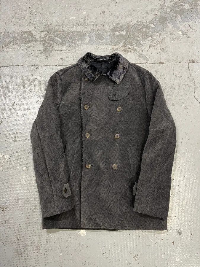 Emporio Armani 2010s Emporio Armani Iridescent Faux Fur Collar Grey Coat Size US M / EU 48-50 / 2 - 4 Thumbnail