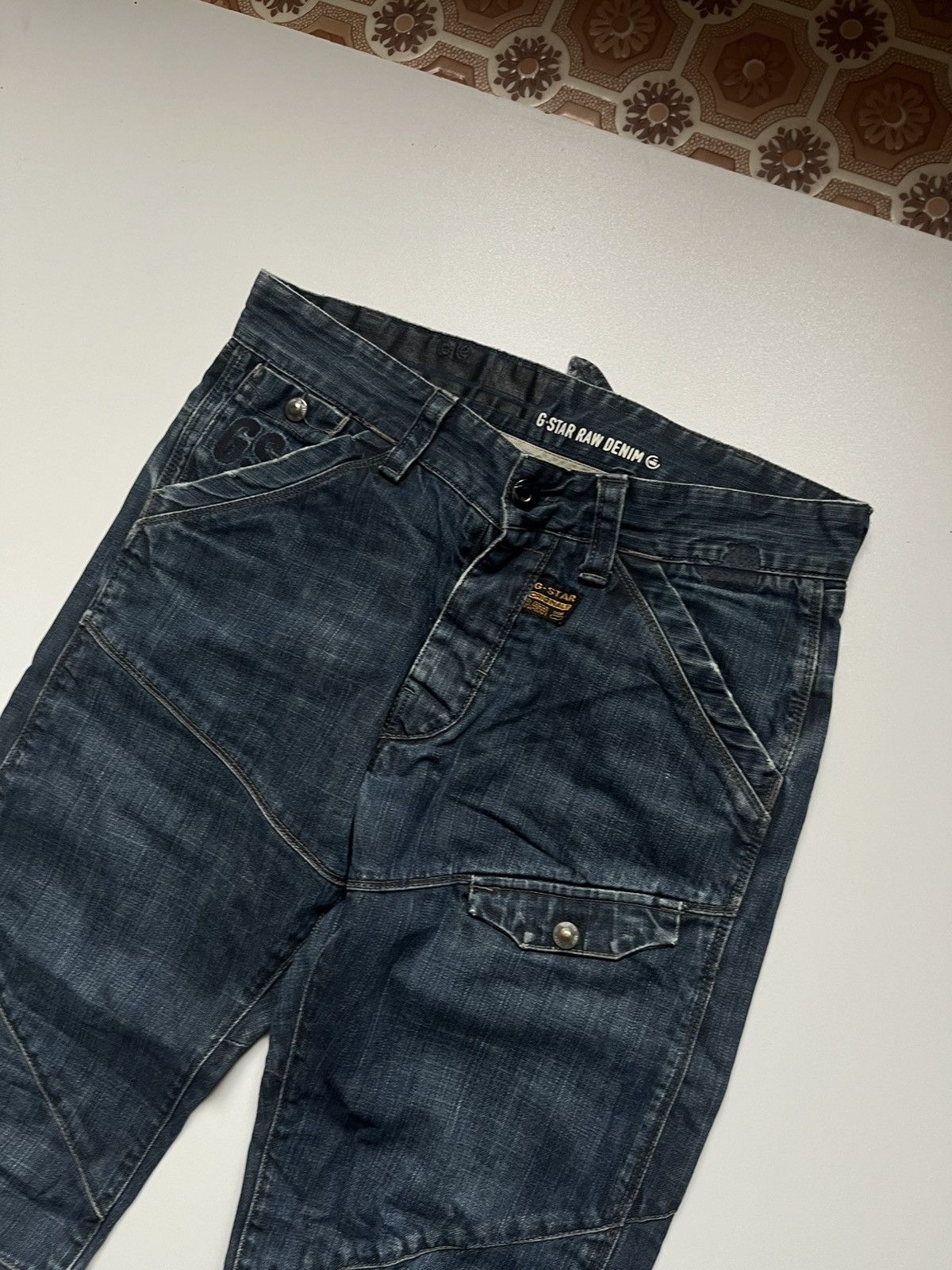 G-Star × Pharrell Vintage g star raw denim cinch back jeans low rise flared Size US 31 - 3 Thumbnail