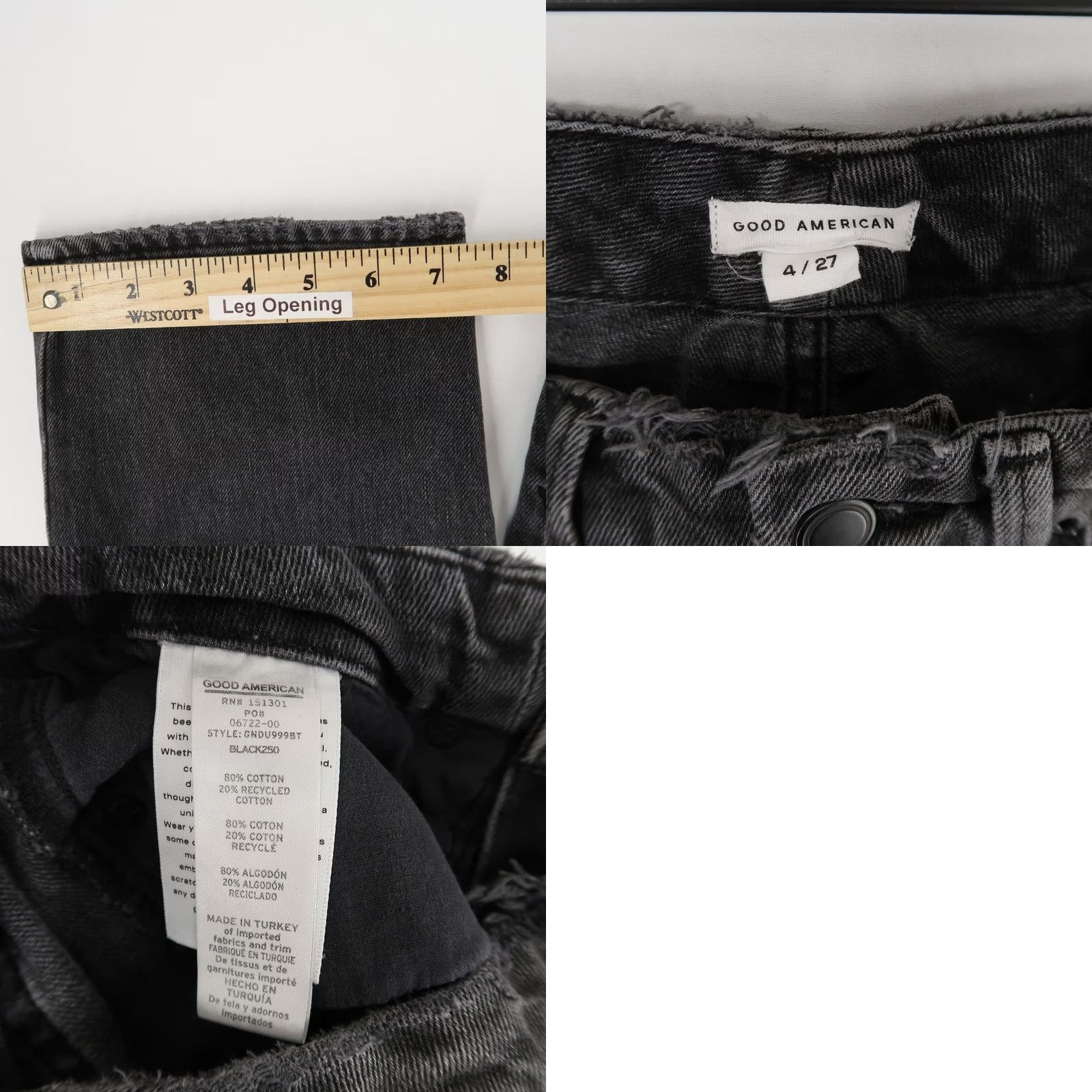 Good American Good American Good Heritage Jeans Womens 4/27 Black Icon Straight Leg High Rise Size 27" / US 4 / IT 40 - 8 Thumbnail