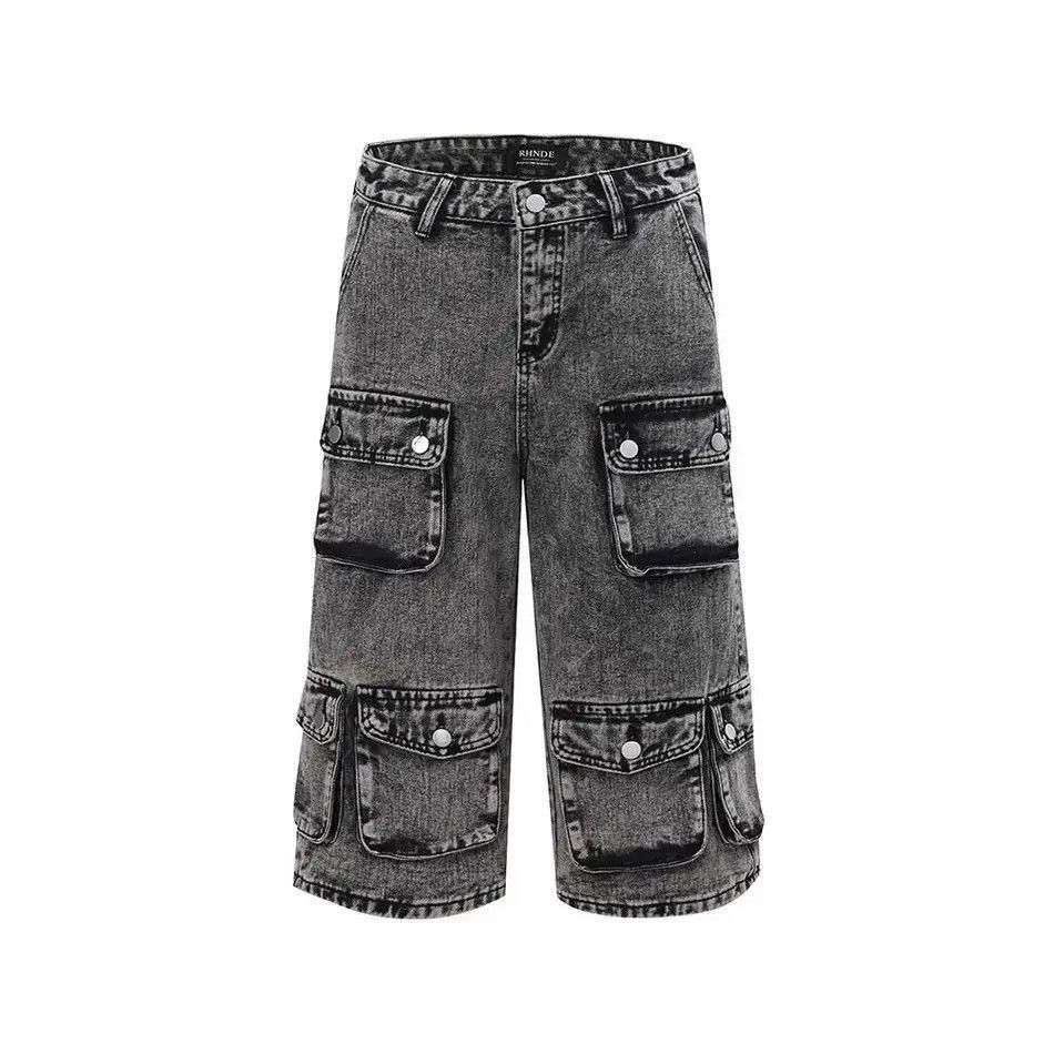 Japanese Brand Heavy wash vintage multi-pocket cargo denim shorts Size US 32 / EU 48 - 4 Thumbnail