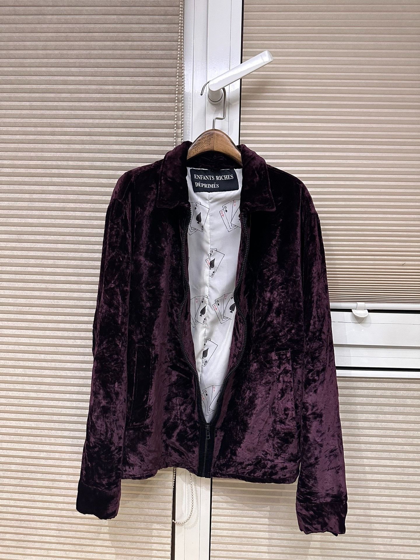 image of Enfants Riches Deprimes 16Fw Poker Velvet Jacket in Burgundy, Men's (Size Large)