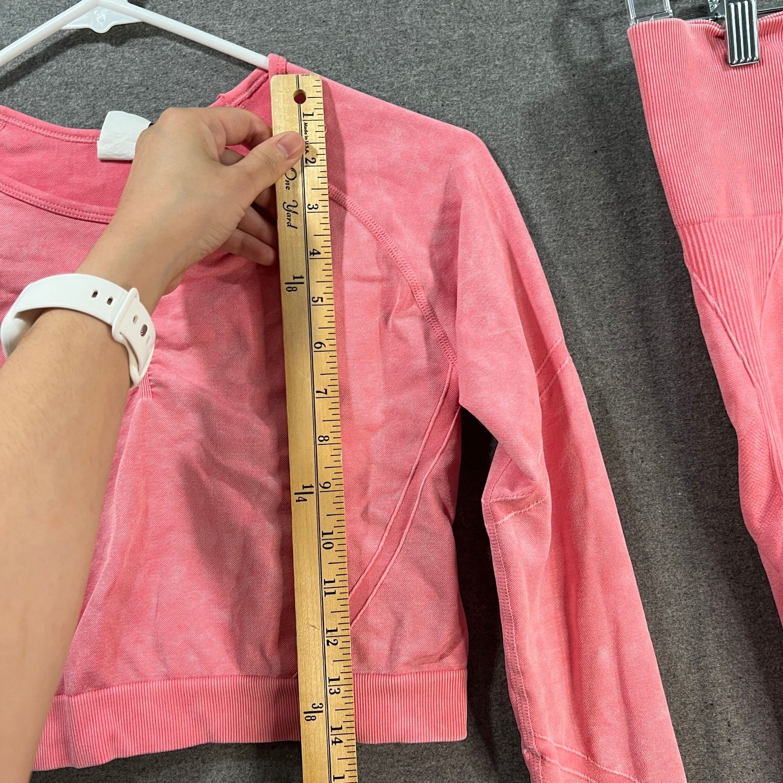 Other Workout 2 PC Crop Top Long Sleeve and Bottom Pink Size L Size L / US 10 / IT 46 - 6 Thumbnail
