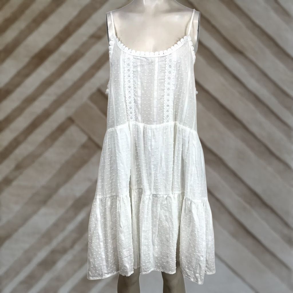 Vintage SWEET WANDERER DRESS WHITE SPAGHETTI STRAP BOHO FESTIVAL COTTON WOMEN'S XL Size XL / US 12-14 / IT 48-50 - 1 Thumbnail
