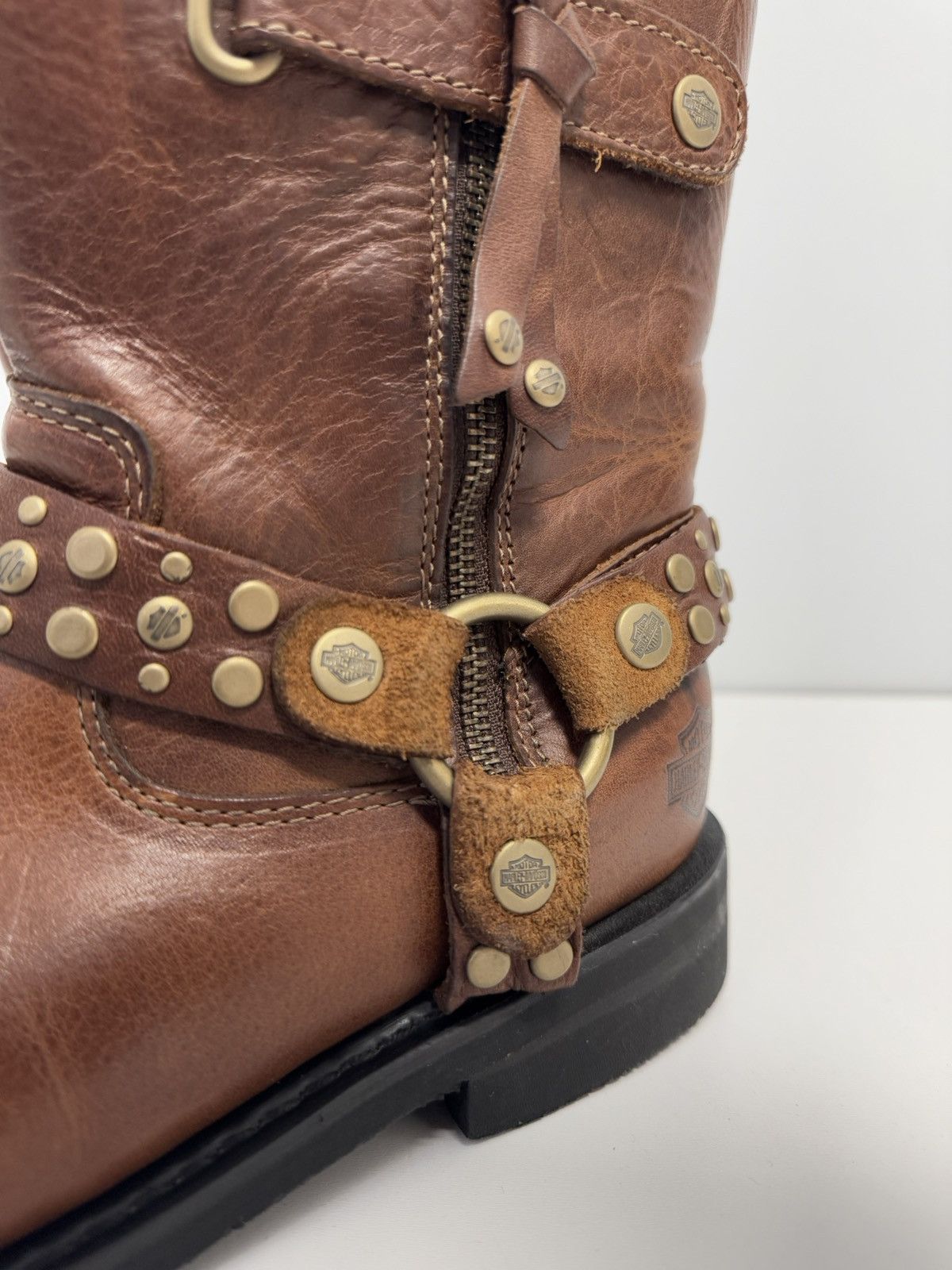Harley Davidson × Vintage HARLEY DAVIDSON VADA Biker Boots Ankle Leather Bootie EUR-40 Size US 10 / IT 40 - 7 Thumbnail