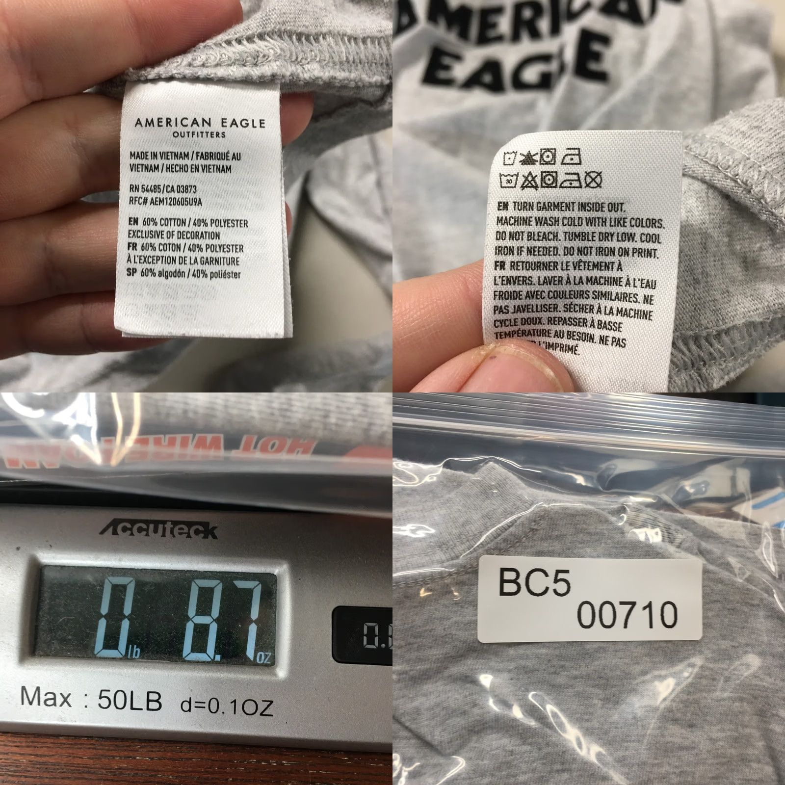 American Eagle Outfitters American Eagle Outfitters T-Shirt Mens S Gray Cotton Blend Long Sleeve Pullover Size US S / EU 44-46 / 1 - 9 Thumbnail