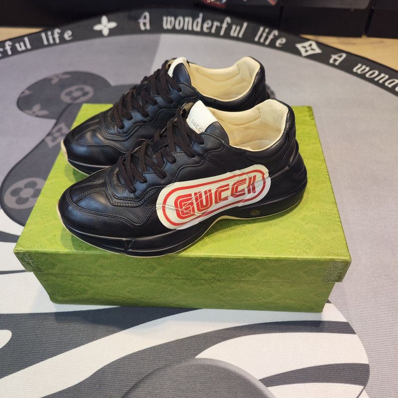 Gucci Gucci Rhyton Low-Top Black and Red Sneakers 0079 Size US 7.5 / EU 40-41 - 1 Thumbnail