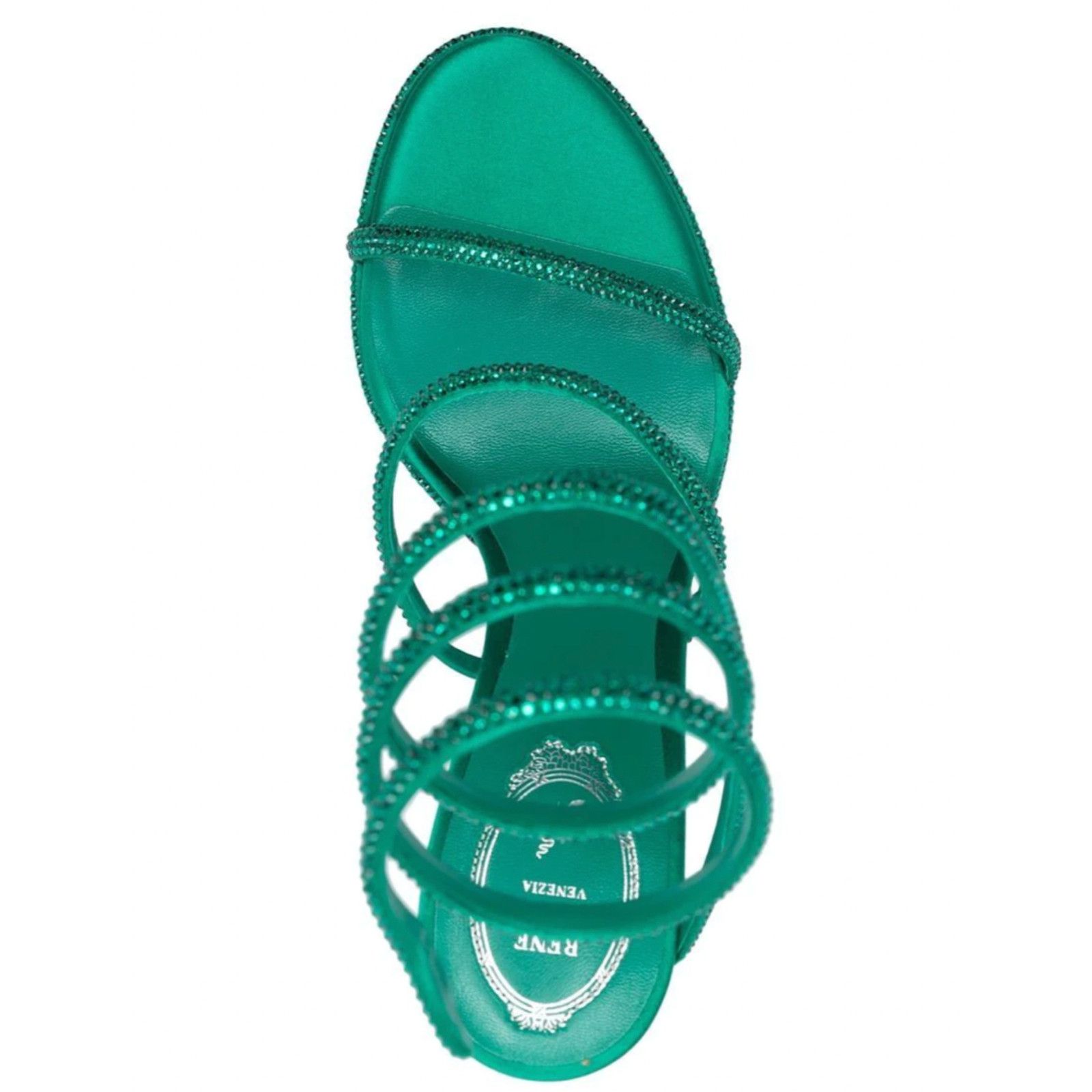 Rene Caovilla Cleo Emerald Crystal Ankle Wrap Strap Sandal Heel Pump 38 Size US 8 / IT 38 - 6 Thumbnail