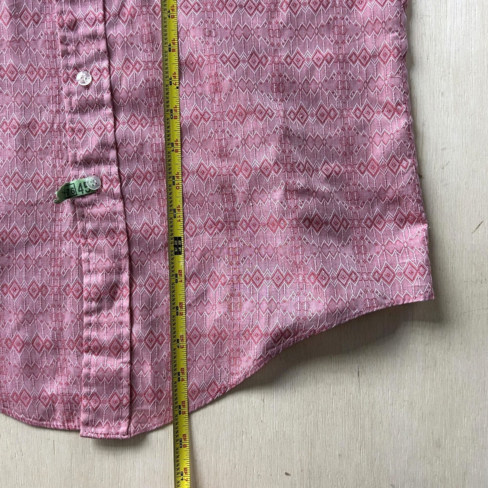 Vintage VINTAGE Campus Dress Shirt Mens Pink Geometric Never Iron Long Sleeve 15.5 32/33 Size 40R - 6 Thumbnail