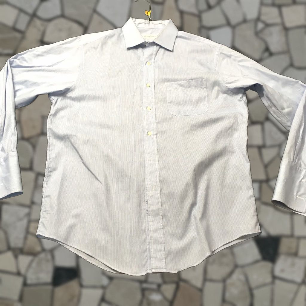 Brooks Brothers VINTAGE Brooks Brothers Shirt 80's Deluxe blue micro stripes Long Sleeve L 42-44 Colla r Dress Shirt Tailored Button-Front Mens Size 42R - 1 Thumbnail