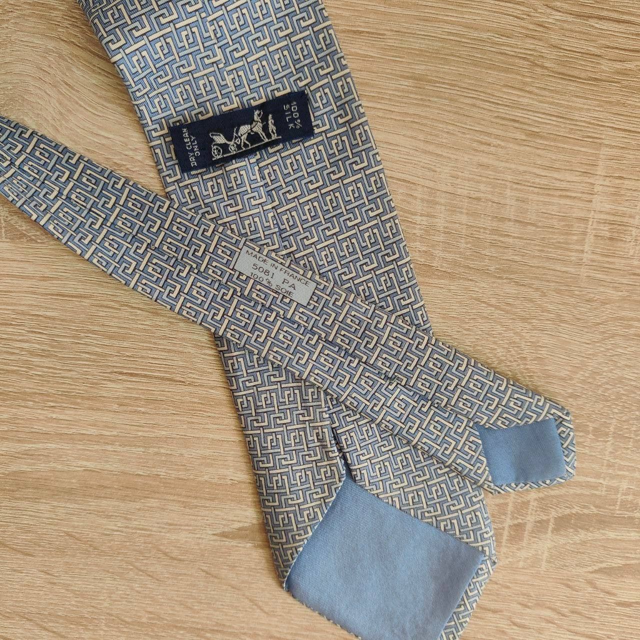 Hermes Hermes Paris Silk Tie 5081 PA Geometry Blue Size ONE SIZE - 3 Thumbnail
