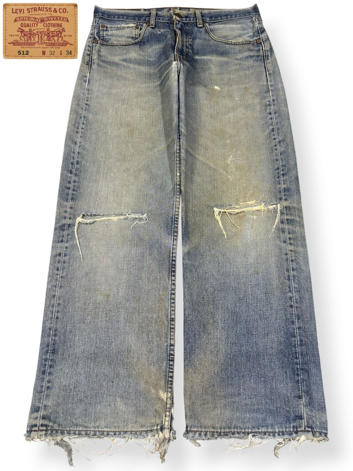 Levi's Vintage 90s Levis 512 Rusty Mud Wash Baggy Distressed Jeans Size US 33 - 1 Thumbnail