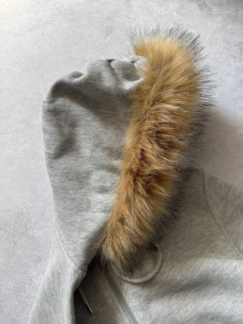 H&M Y2K Zipper Fur Hoodie Jacket Basic Gray Size US M / EU 48-50 / 2 - 8 Thumbnail