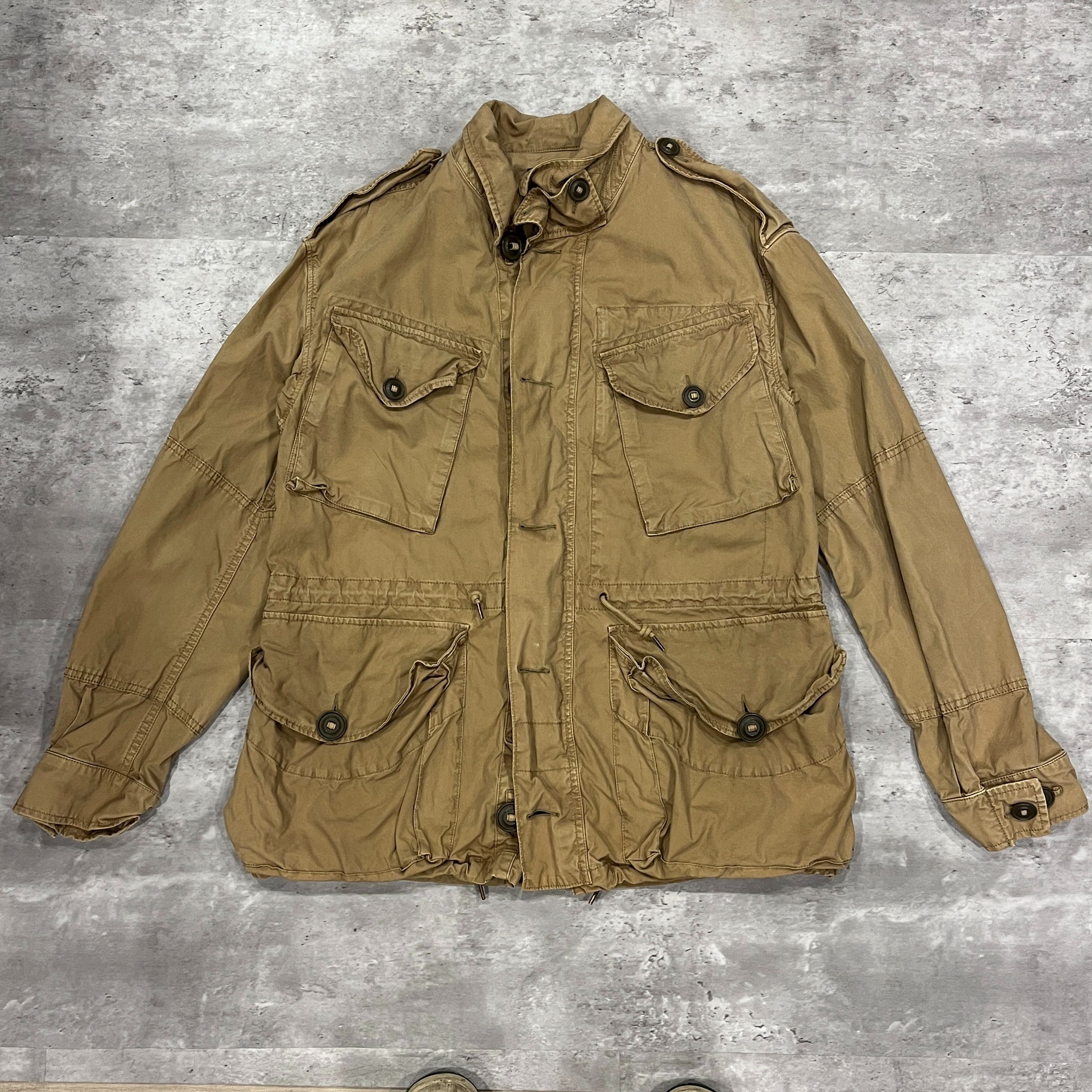 2000s Polo Ralph Lauren Field Jacket Tan Cotton Military Style