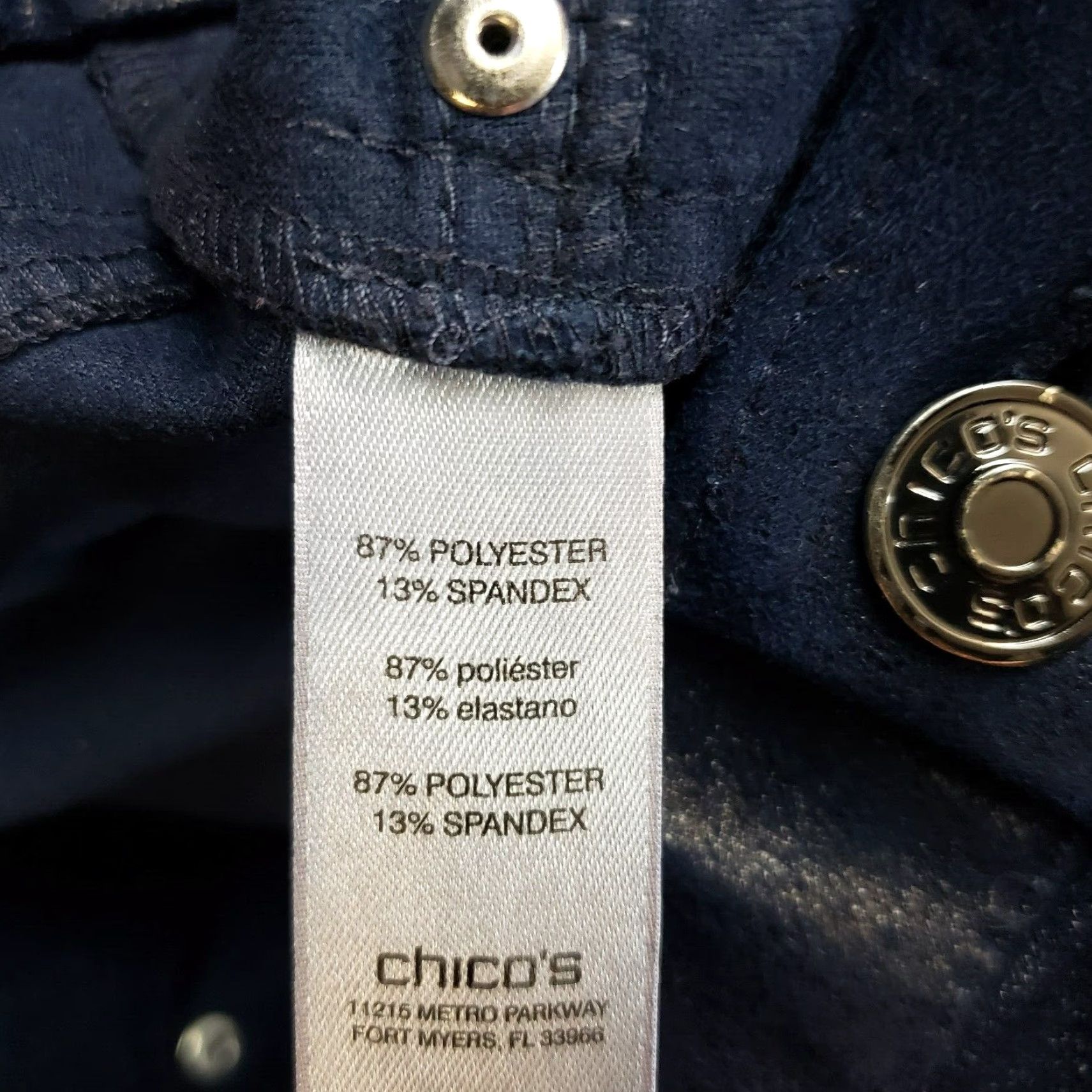Vintage Chico's Womens Faux Suede Knit Pants Sz 6 Blue Shimmer Mid Rise Skinny Pants Womens Jeans Leg Style Skinny Inseam 28.5" Size 28" / US 6 / IT 42 - 7 Thumbnail