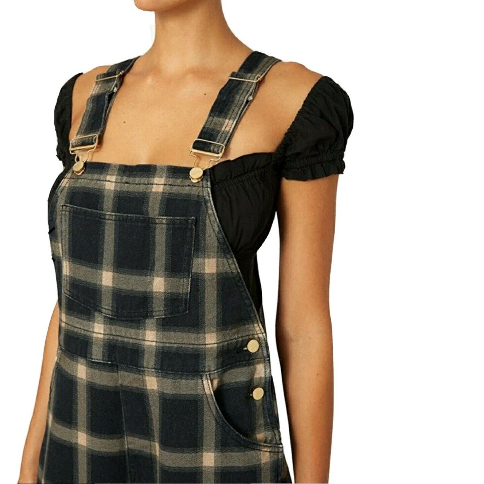 Vintage Danielle Bernstein x We Wore What Plaid Overalls Boyfriend S Size 32" / US 10 / IT 46 - 1 Thumbnail