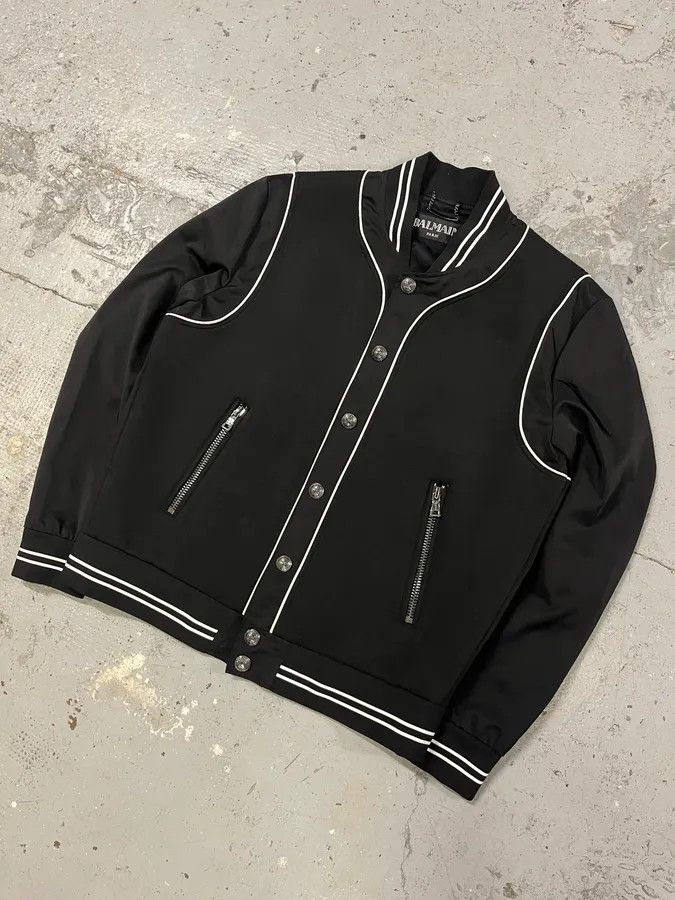 Balmain Balmain Black Buttoned White Lined Varsity Jacket Size US M / EU 48-50 / 2 - 4 Thumbnail