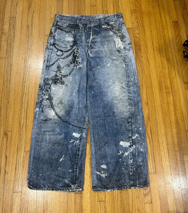 Jean Chain Printed Baggy Jeans Size US 33 - 5 Thumbnail