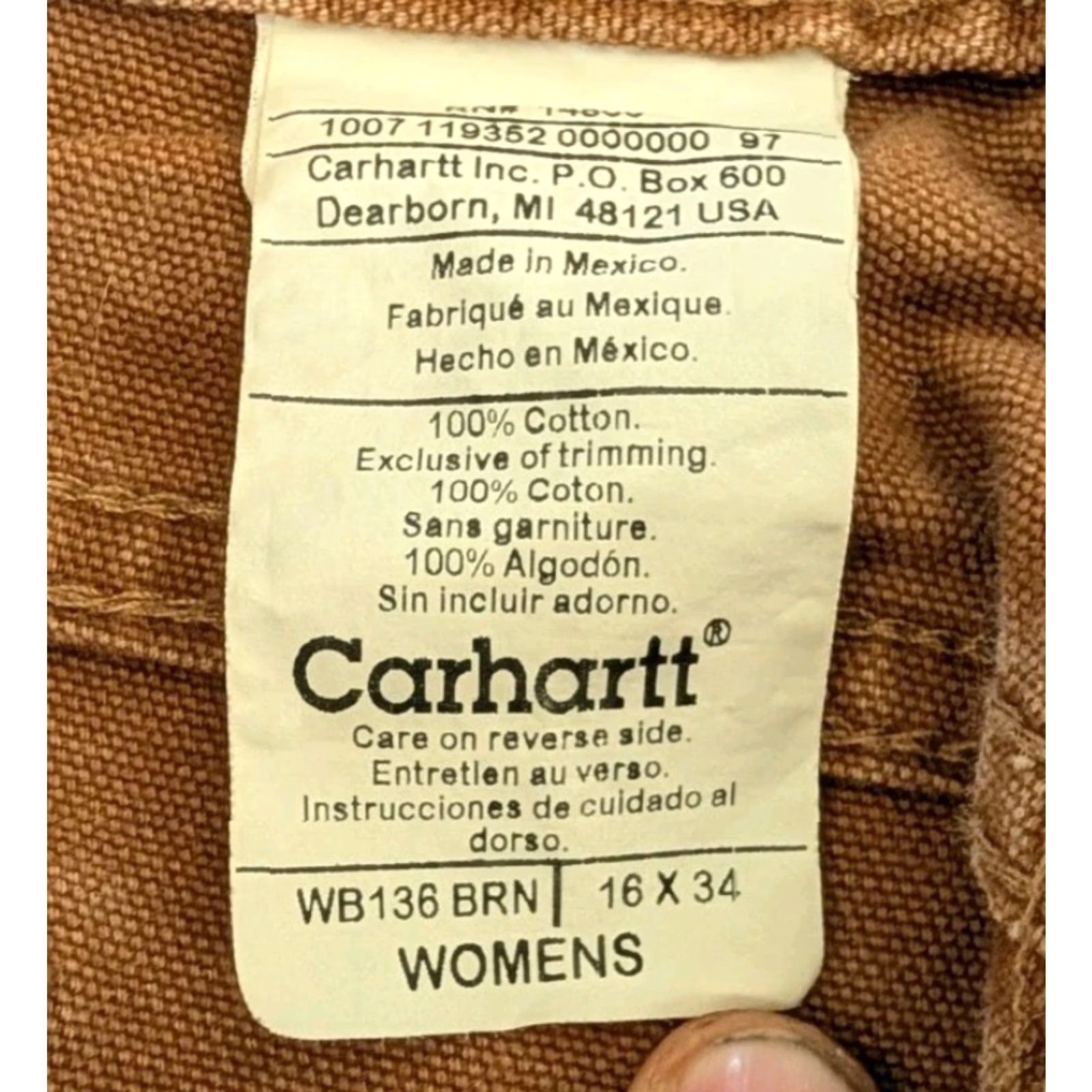 Carhartt VINTAGE Carhartt Pants Mens 16X34 Brown Duck Canvas Carpenter Workwear WB136 BRN Size 38" / US 16 / IT 52 - 7 Thumbnail