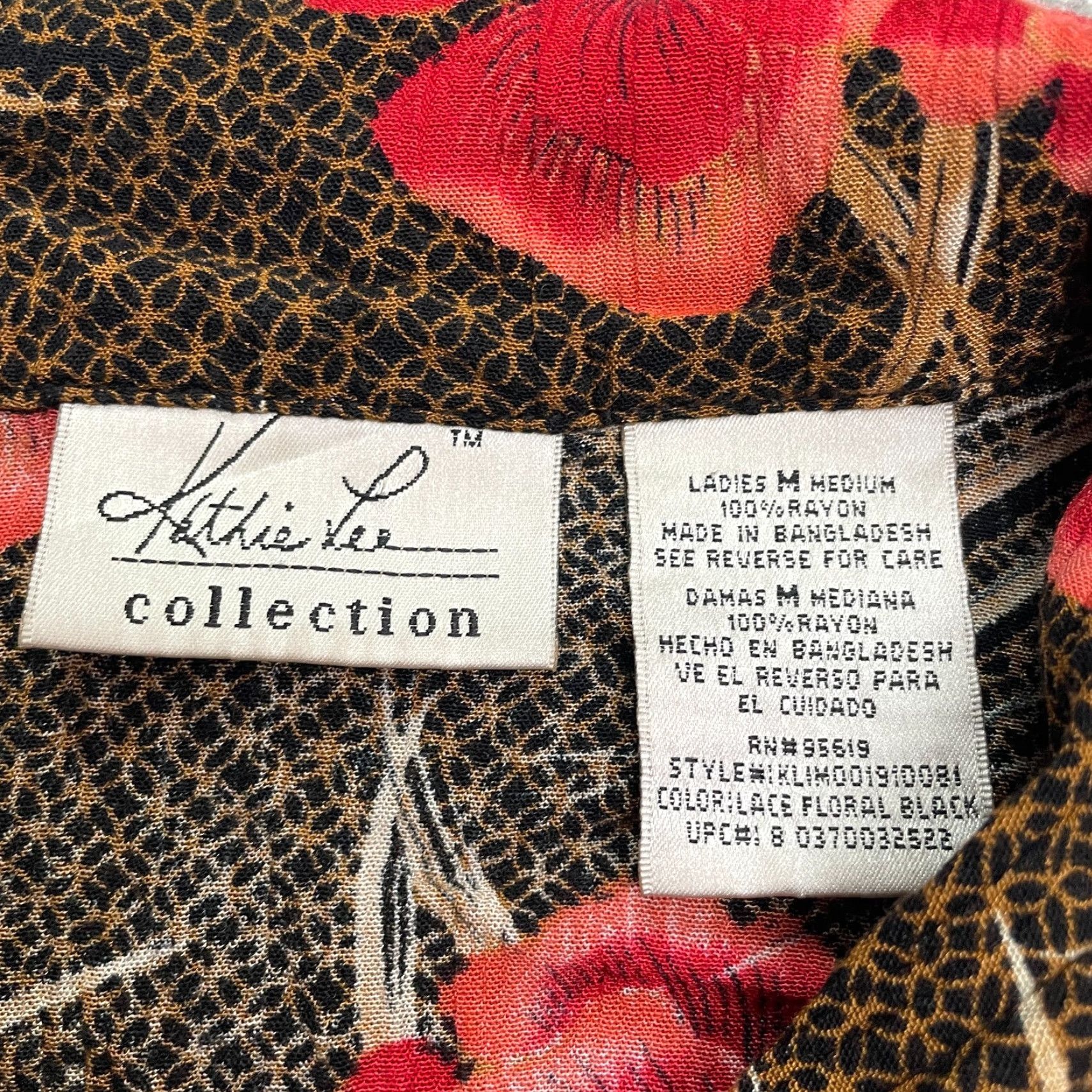 Lee Kathie Lee Floral Button Down Shirt Blouse Women M Multicolor Short Sleeve Rayon Casual Bohemian Tropical Mens Size M / US 6-8 / IT 42-44 - 5 Thumbnail