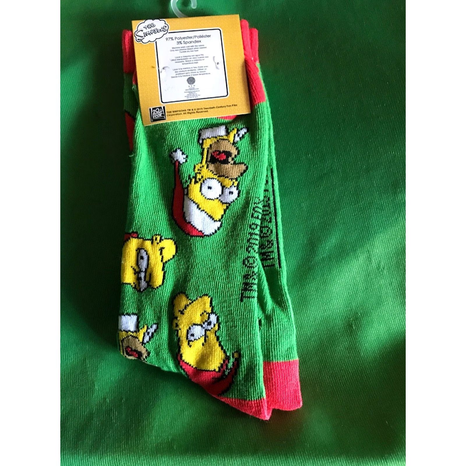Vintage NEW The SIMPSONS Christmas Crew Socks HOMER & BART In Santa Hats SZ 6-12 Size ONE SIZE - 5 Thumbnail