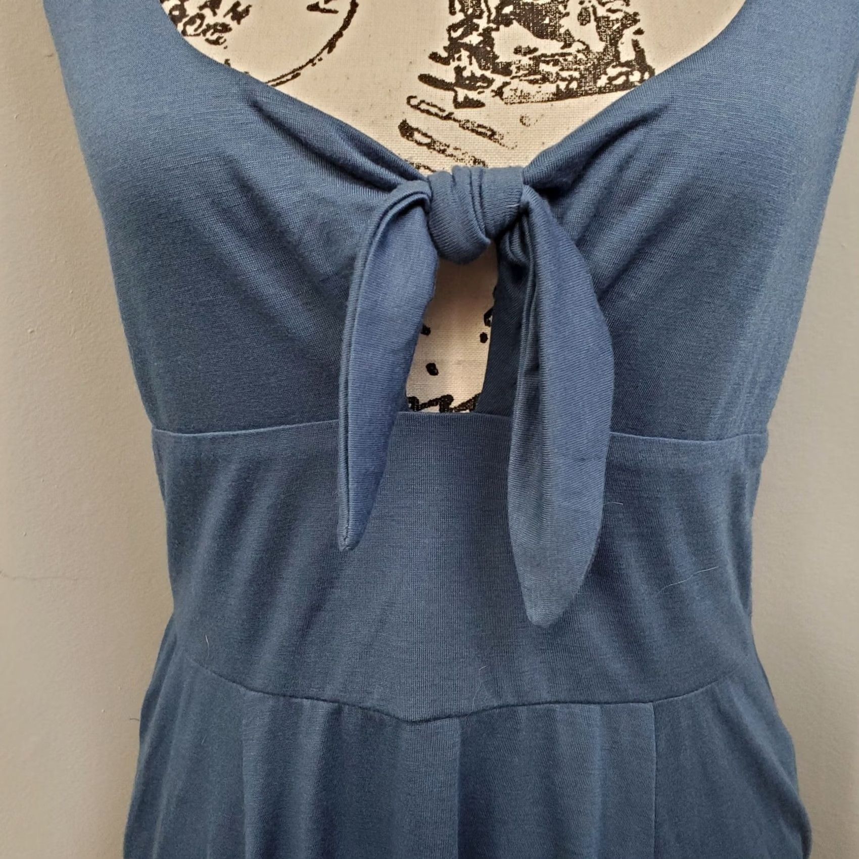 Lulus Lulus Womens Large Blue Rayon Wide Strap Keyhole Tie Front Pleated Sheath Dress Size L / US 10 / IT 46 - 7 Thumbnail