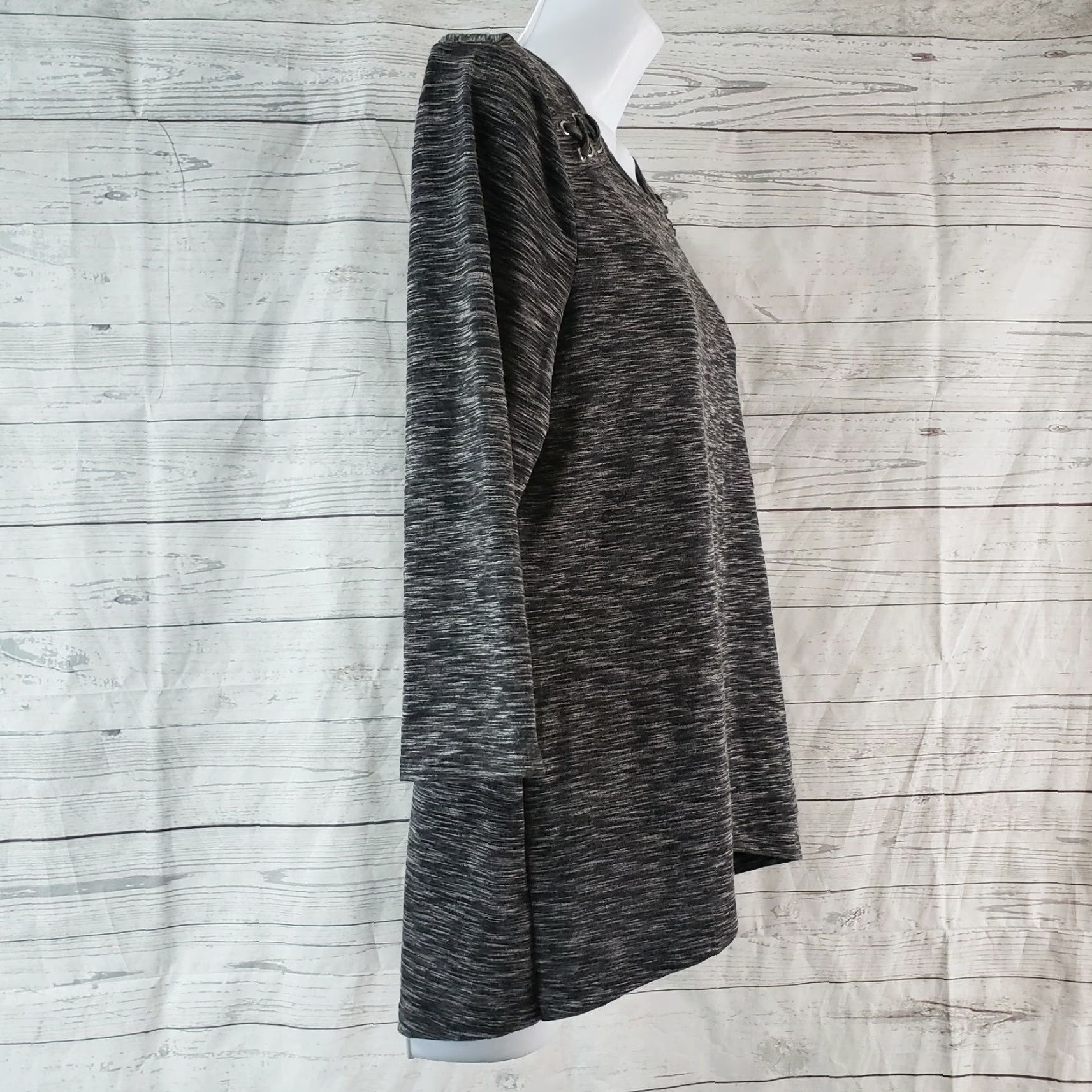 Vintage Chicos Weekends Womens Top Sz Small Gray Heathered 3/4 Sleeve Size S / US 4 / IT 40 - 3 Thumbnail