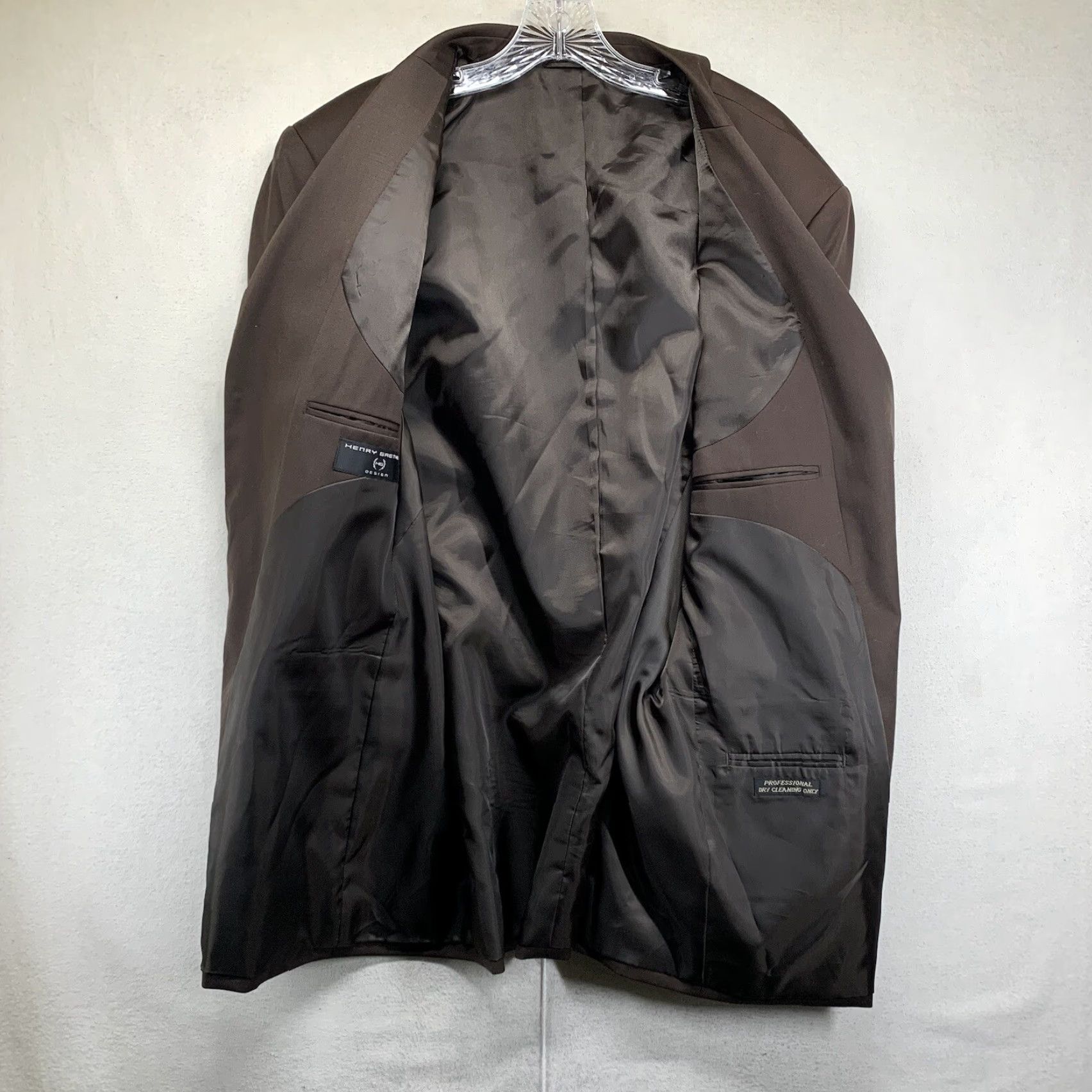 Vintage VINTAGE Henry Grethel Designer Suit Jacket 44 Regular Brown Wool Short Mens Size 44R - 2 Thumbnail